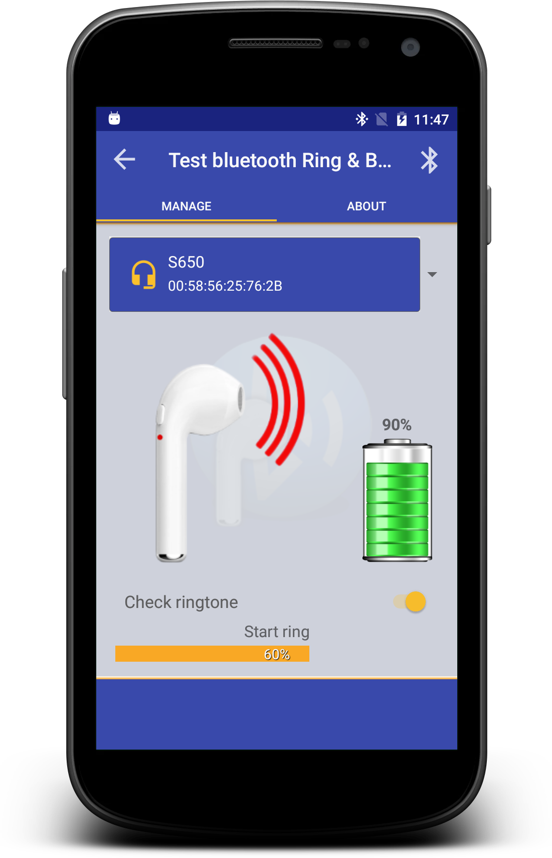 اسکرین شات برنامه Bluetooth headset check 2