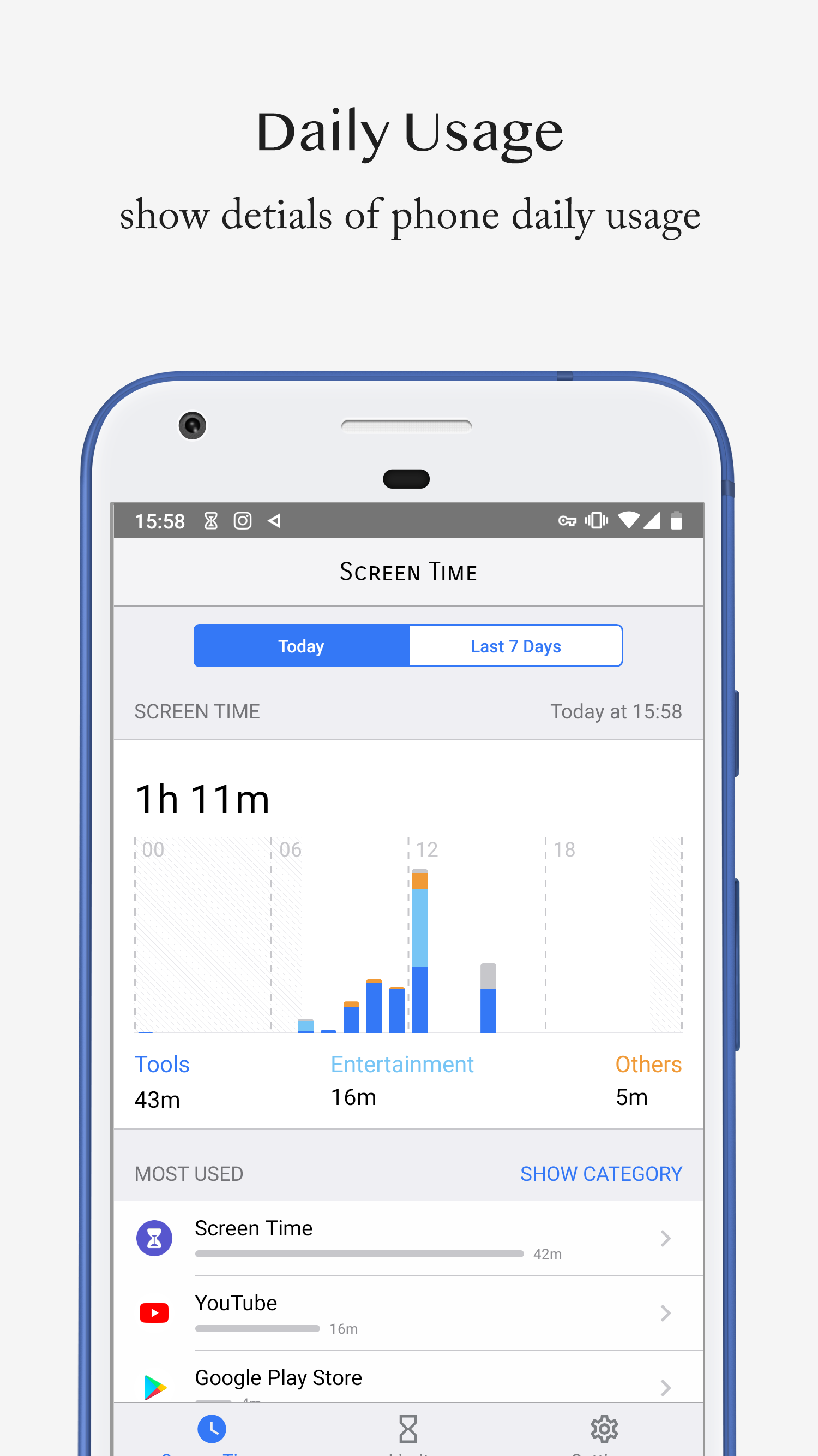 اسکرین شات 1 برنامه Screen Time - Restrain yoursel
