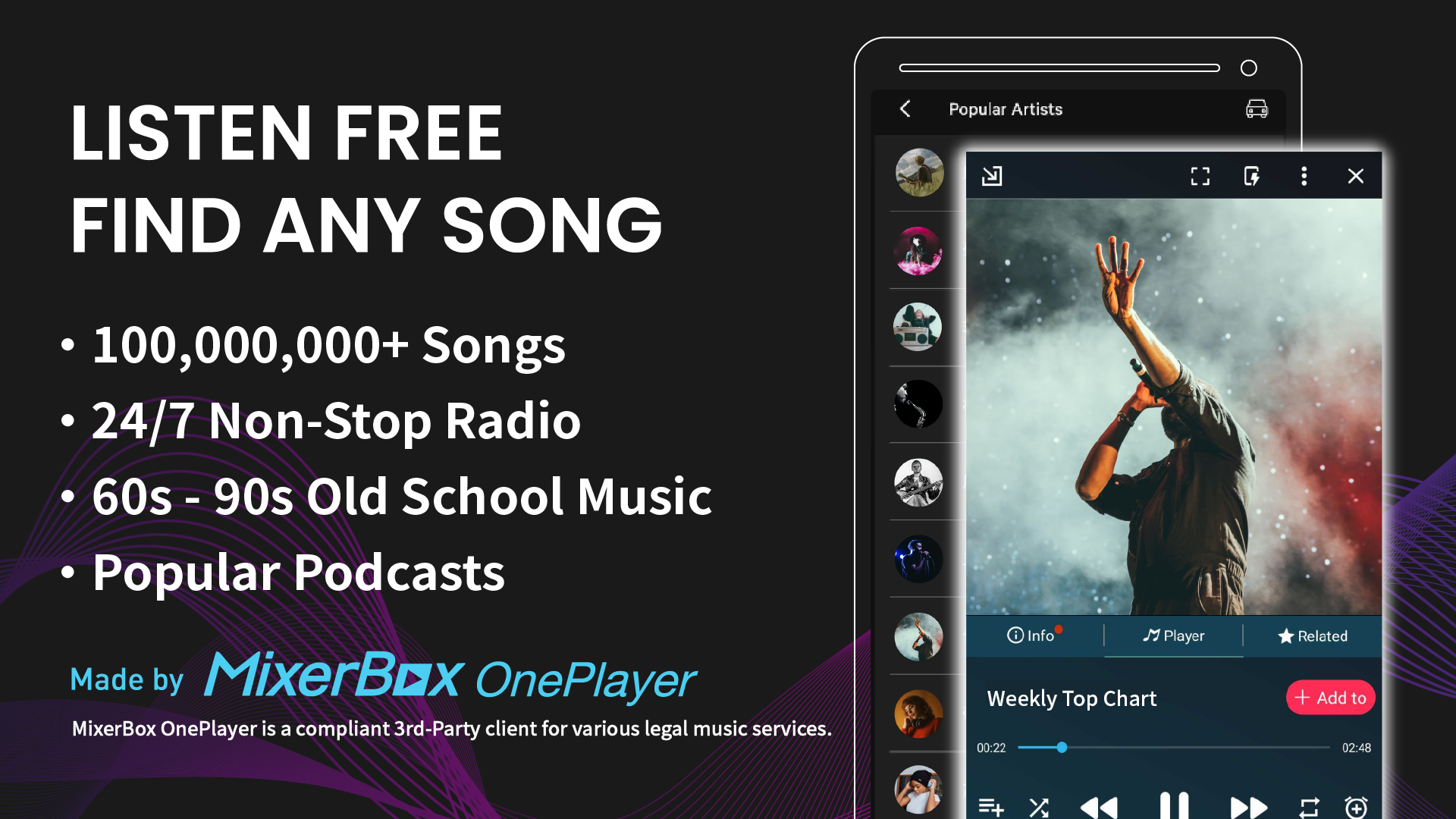 اسکرین شات 1 برنامه FREEMUSIC© MP3 Music Player