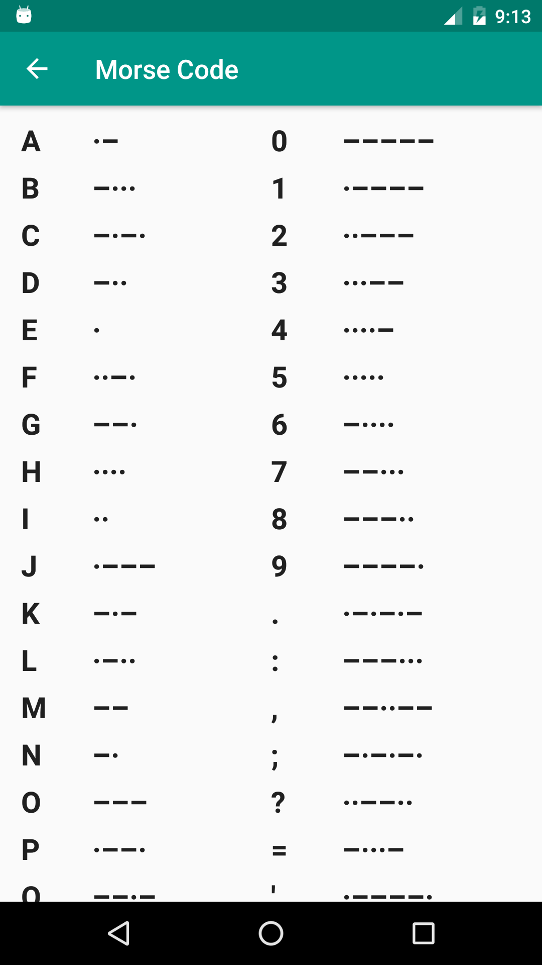 اسکرین شات 3 برنامه Morse Code