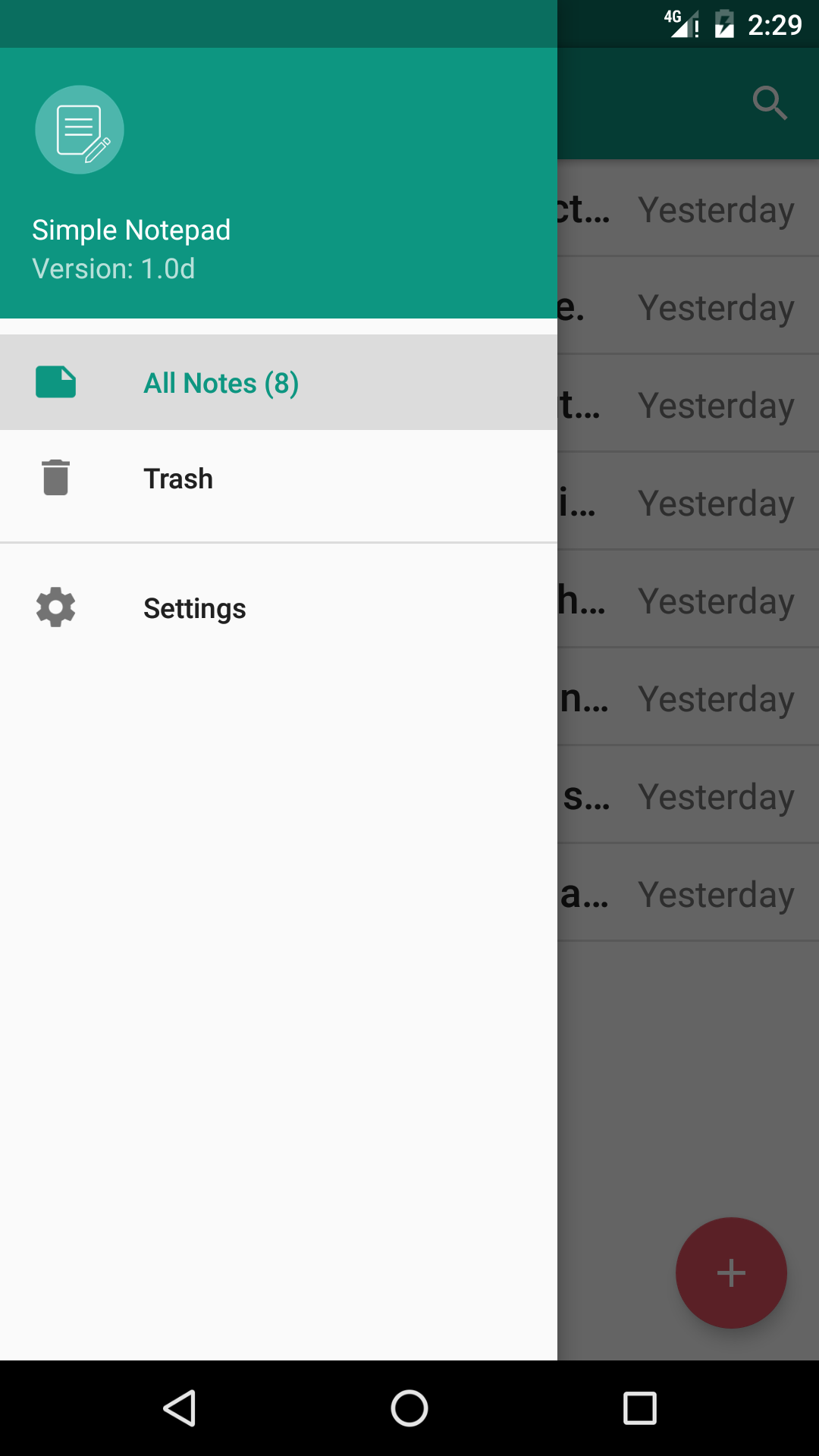 اسکرین شات 1 برنامه Simple Notepad