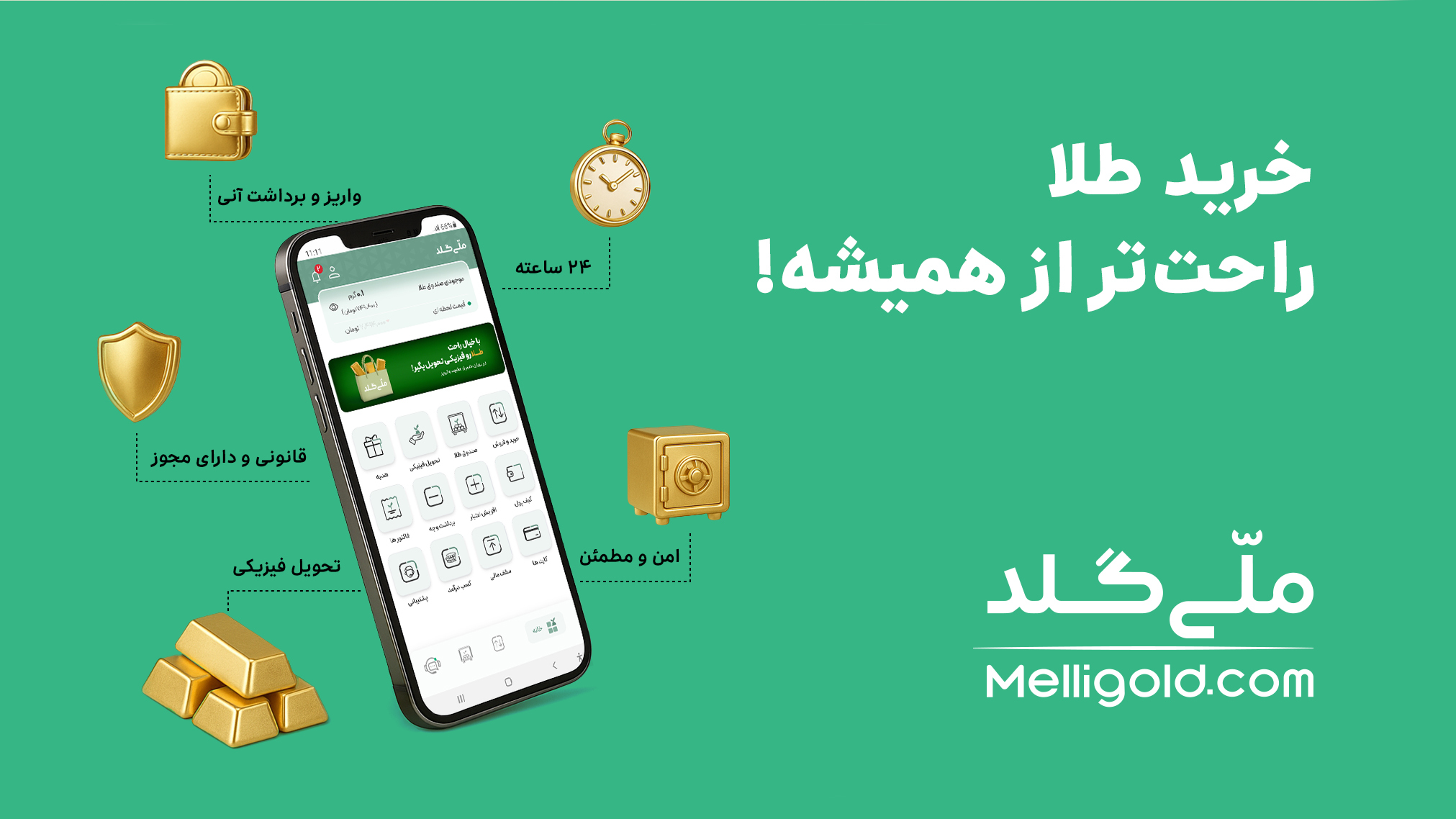 اسکرین شات 1 برنامه ملّیگلد | قیمت، فروش و خرید طلا آب شده
