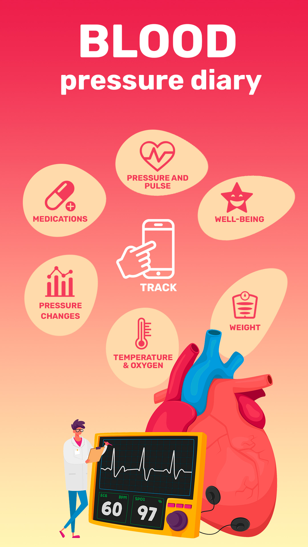 اسکرین شات 1 برنامه Blood Pressure & BP Tracker