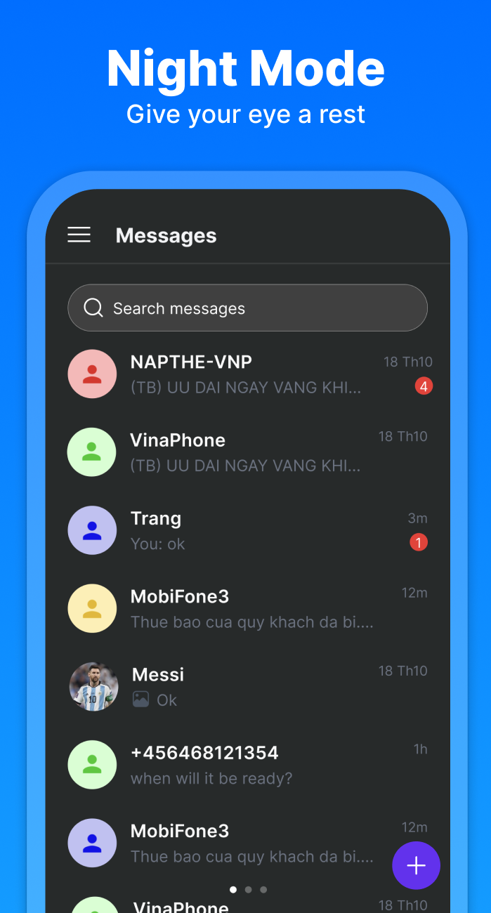 اسکرین شات 6 برنامه Messenger: Text Messages
