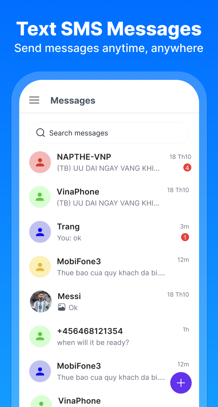 اسکرین شات 1 برنامه Messenger: Text Messages
