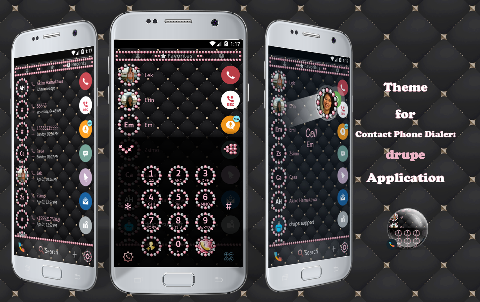 اسکرین شات 1 برنامه Theme Dialer JewelPink Diamond