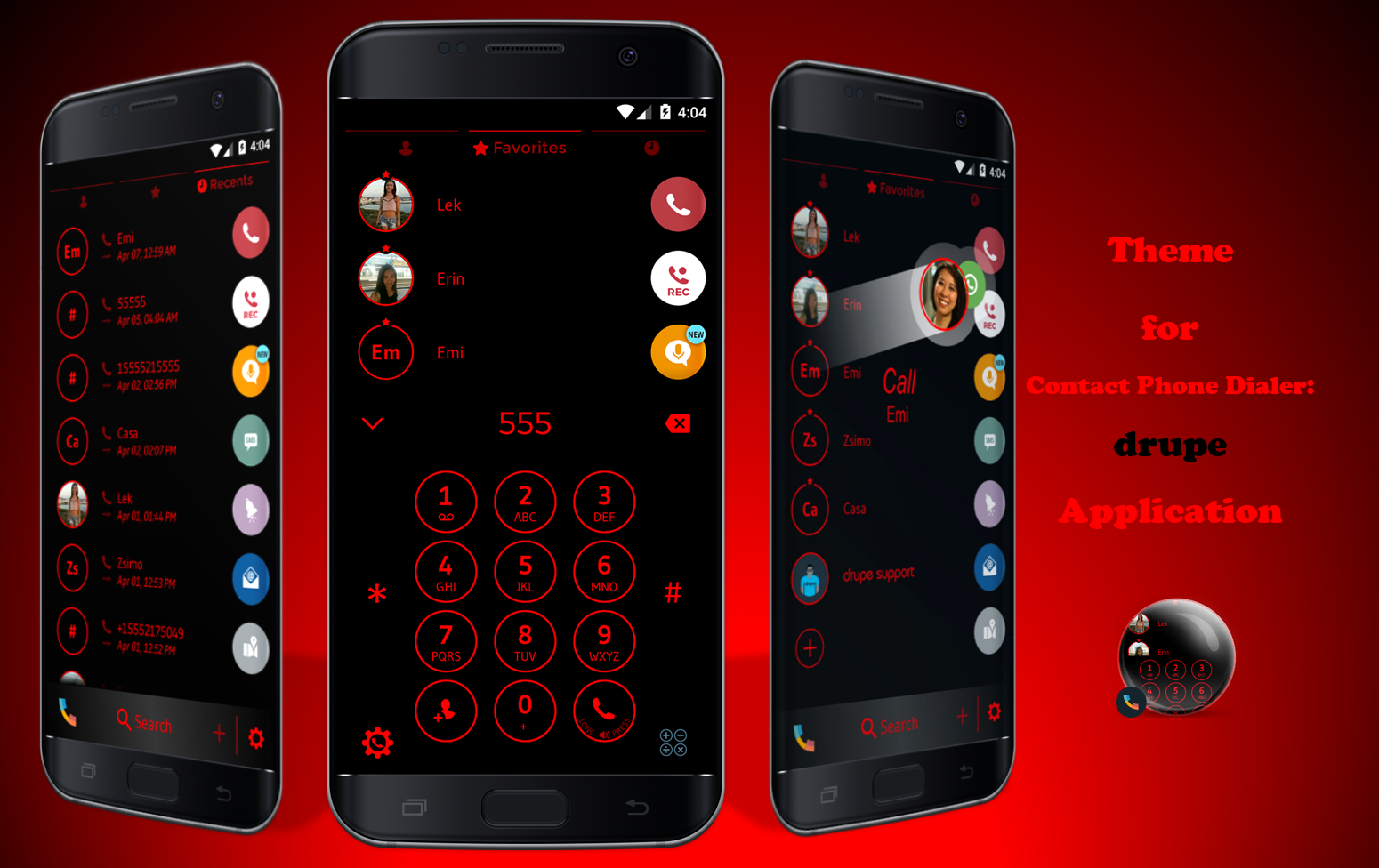 اسکرین شات 1 برنامه Theme Dialer Circle Black Red