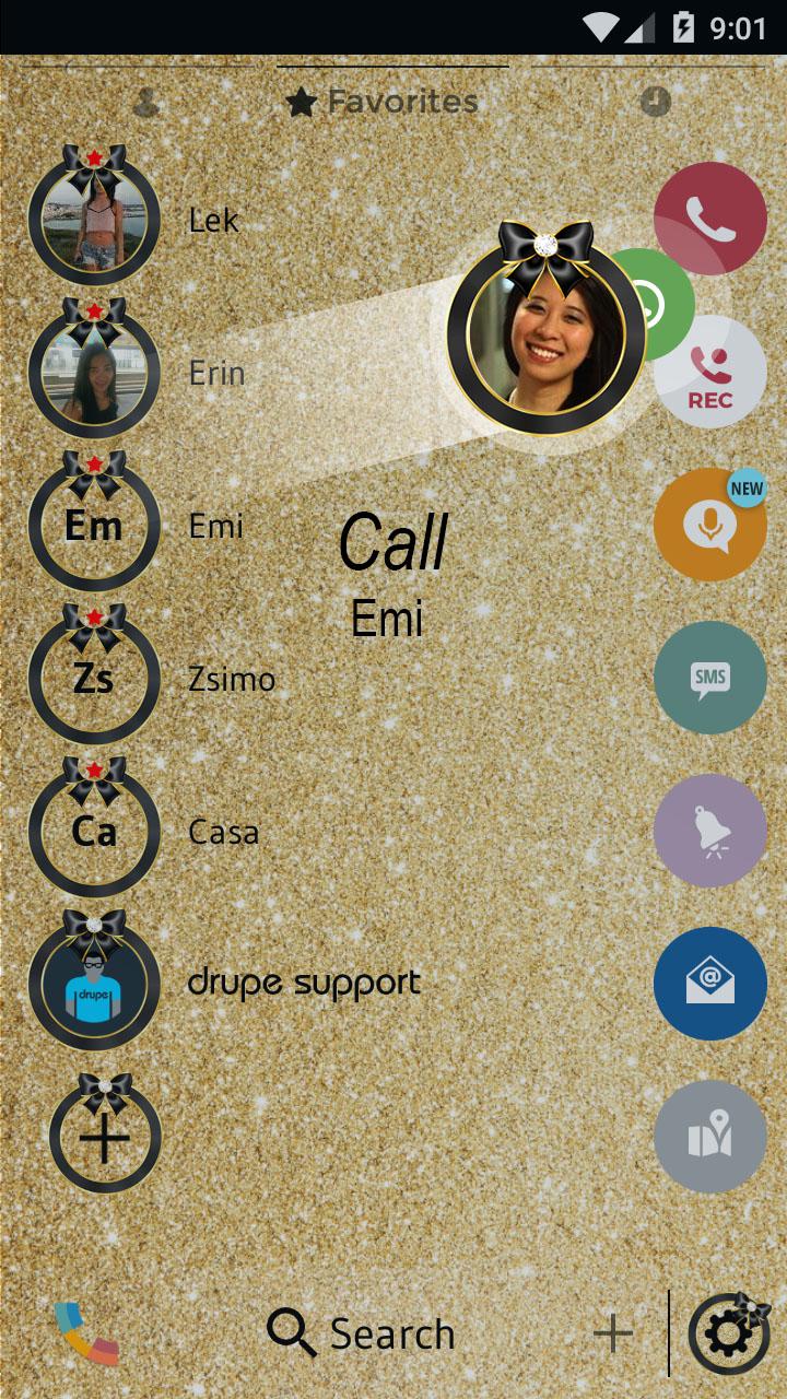اسکرین شات 5 برنامه Theme Dialer Glitter Gold Bow