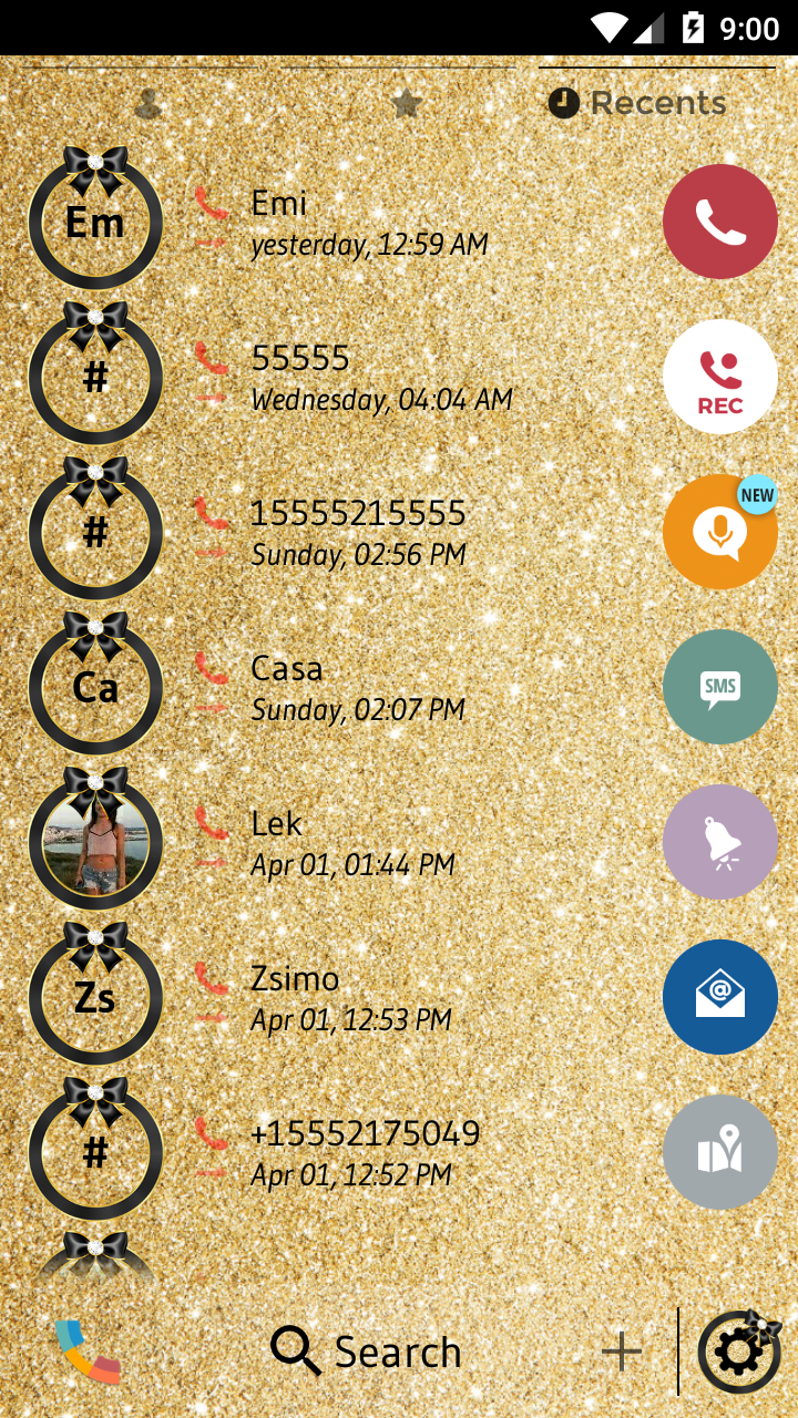 اسکرین شات 4 برنامه Theme Dialer Glitter Gold Bow