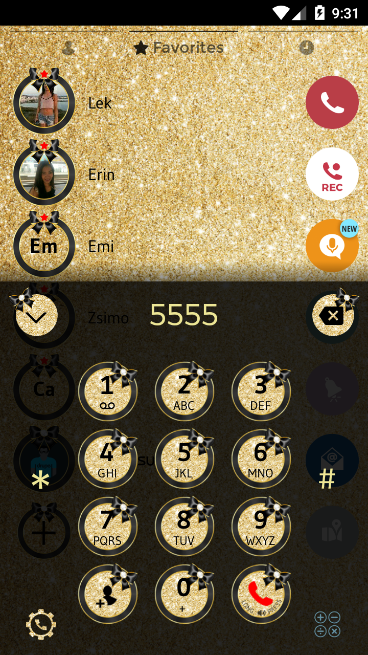 اسکرین شات 2 برنامه Theme Dialer Glitter Gold Bow