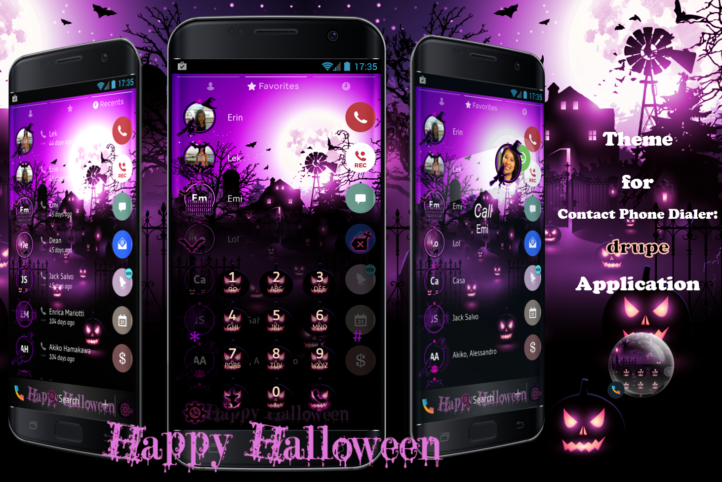 اسکرین شات 1 برنامه Theme Dialer Halloween Pink