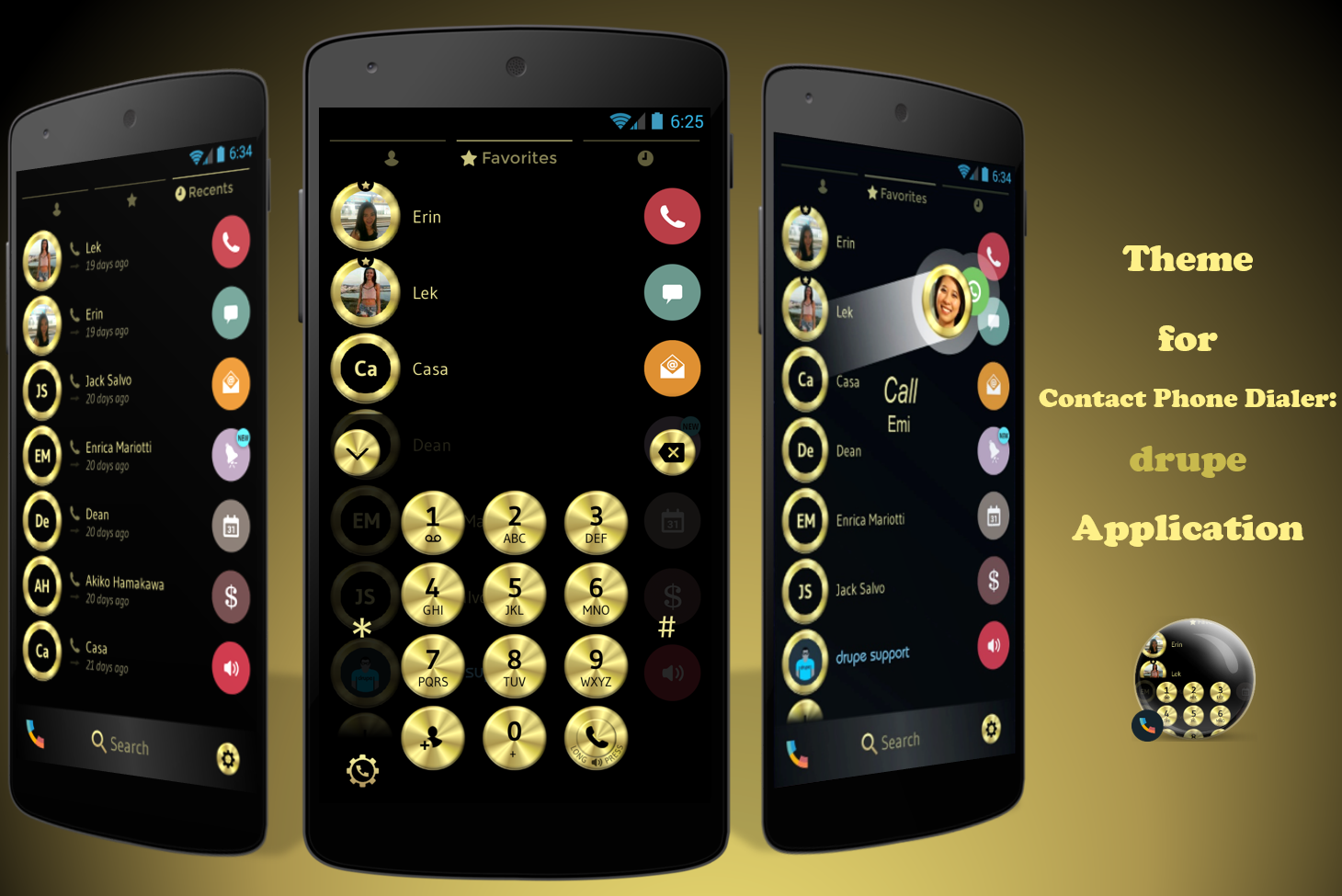 اسکرین شات 1 برنامه Theme Dialer Metal Gold