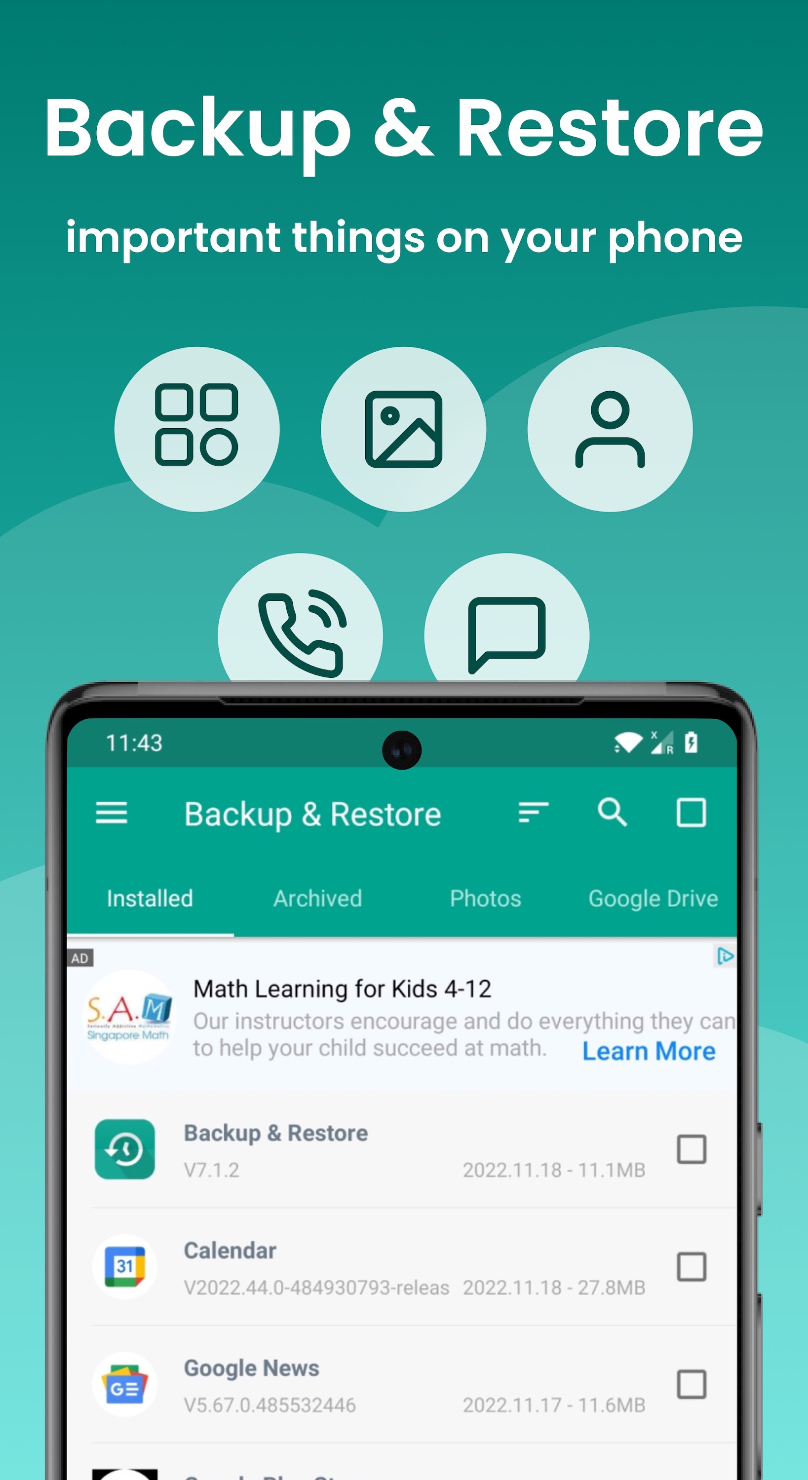 اسکرین شات 1 برنامه Backup and Restore - APP