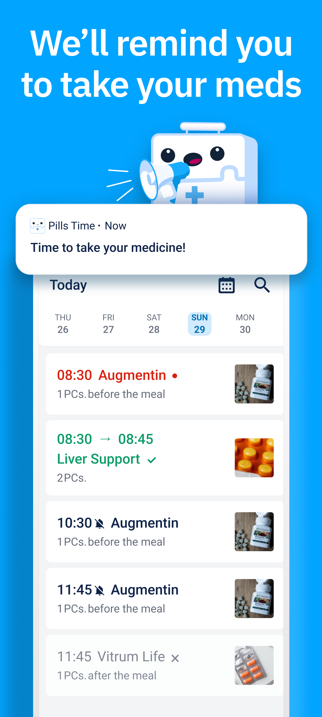 اسکرین شات 2 برنامه Pills Time Med Reminder