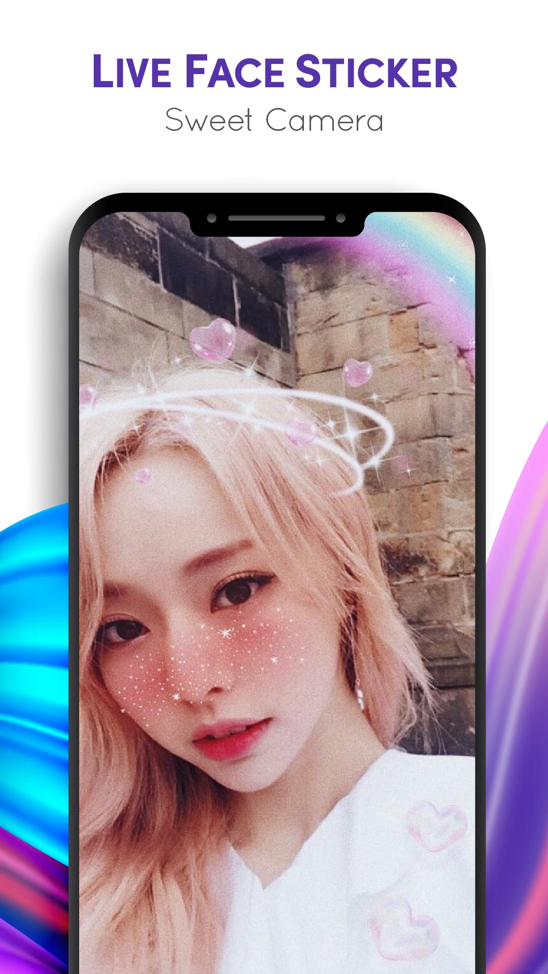 اسکرین شات 7 برنامه Live Face Sticker Sweet Camera