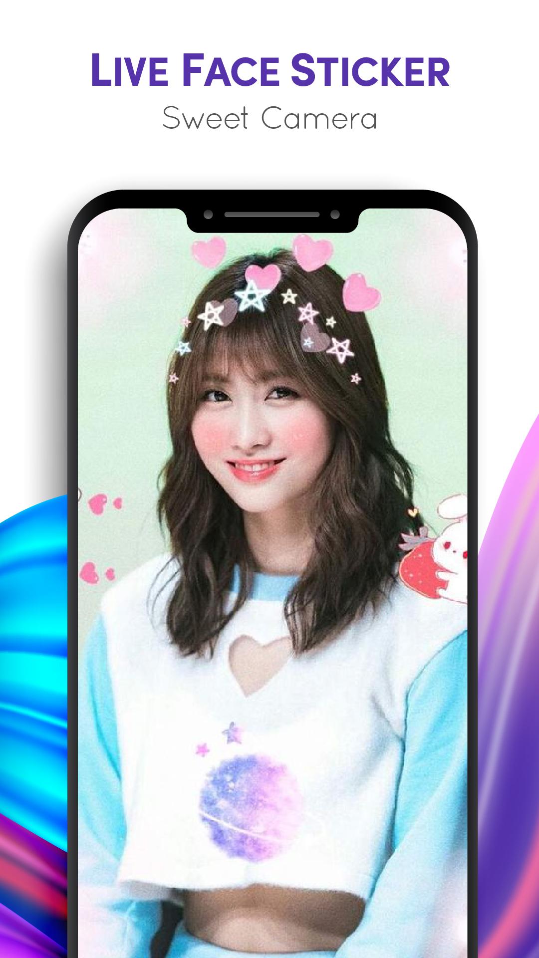 اسکرین شات 3 برنامه Live Face Sticker Sweet Camera