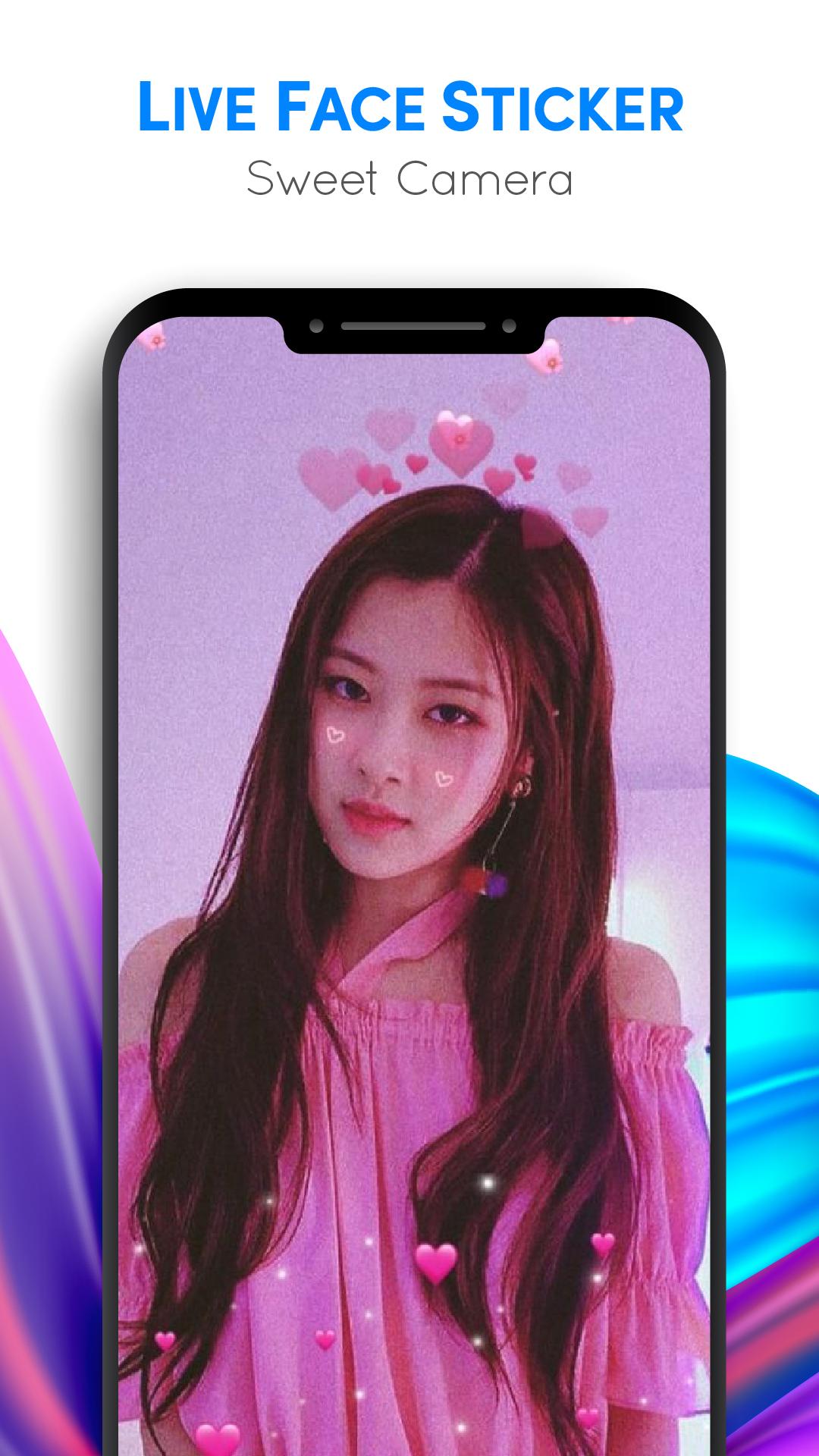 اسکرین شات 5 برنامه Live Face Sticker Sweet Camera