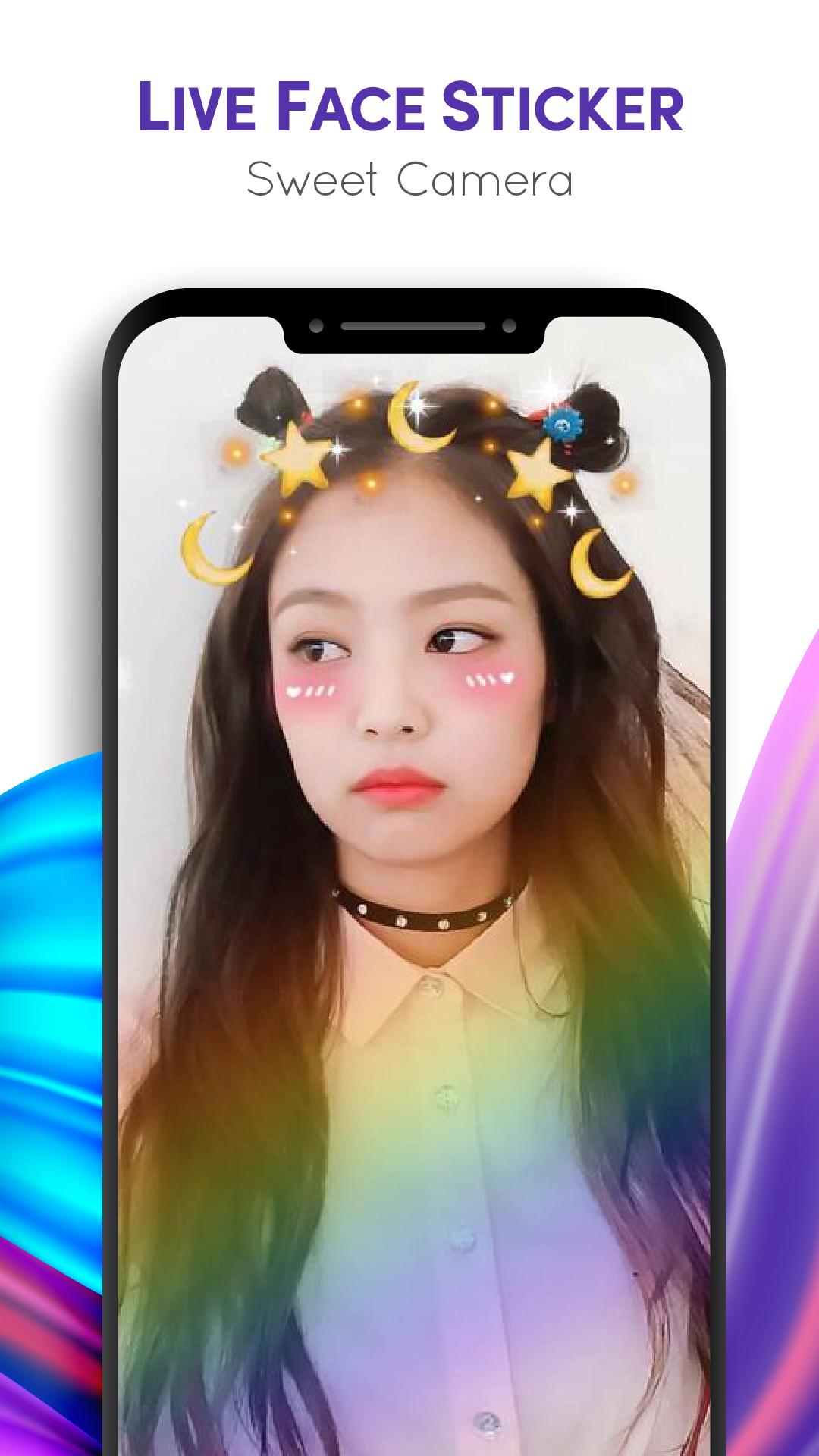اسکرین شات 2 برنامه Live Face Sticker Sweet Camera