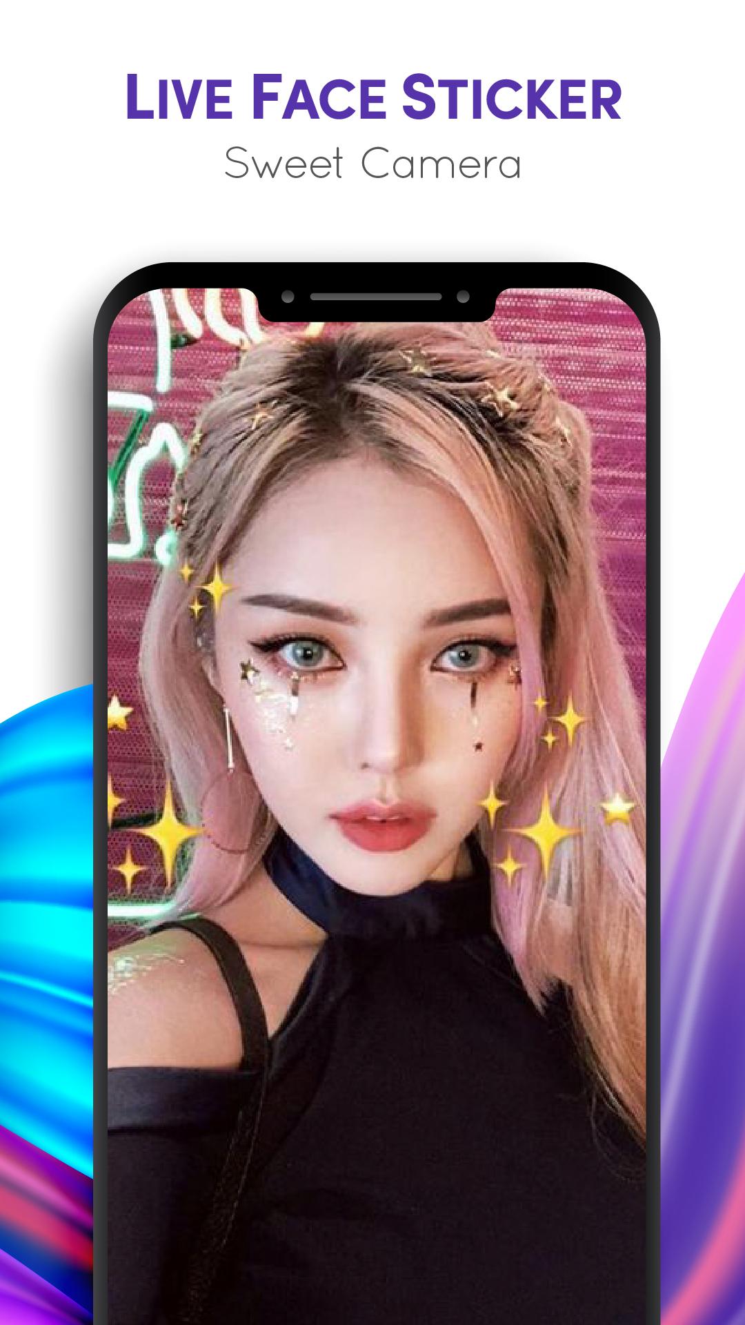 اسکرین شات 1 برنامه Live Face Sticker Sweet Camera