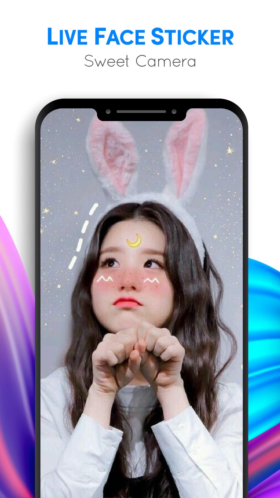 اسکرین شات 4 برنامه Live Face Sticker Sweet Camera