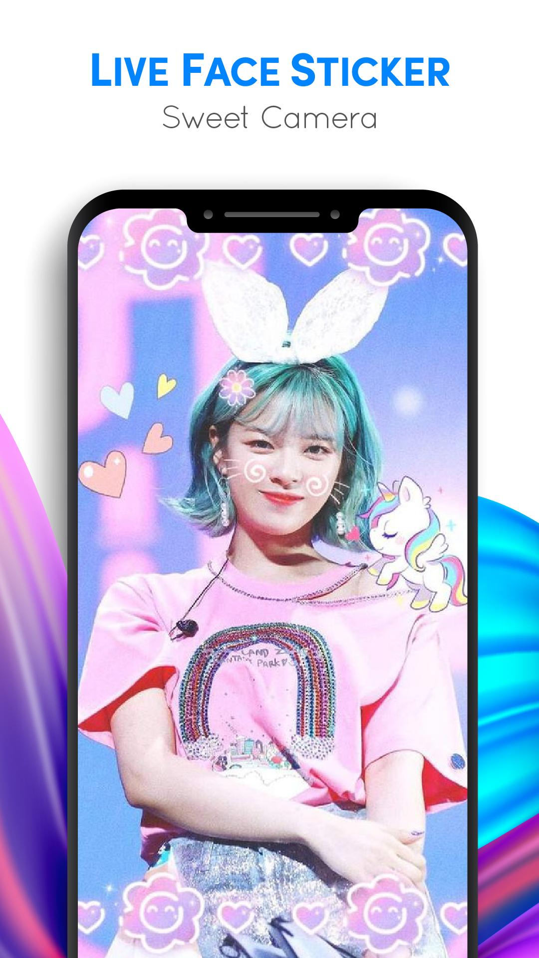 اسکرین شات 6 برنامه Live Face Sticker Sweet Camera