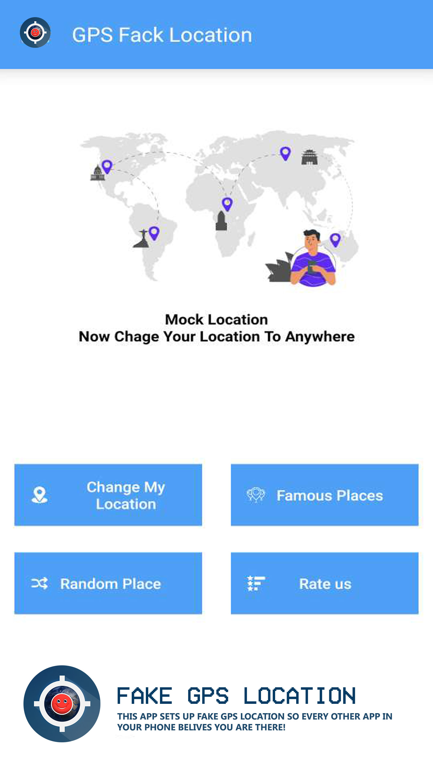 اسکرین شات 1 برنامه Fake GPS location App