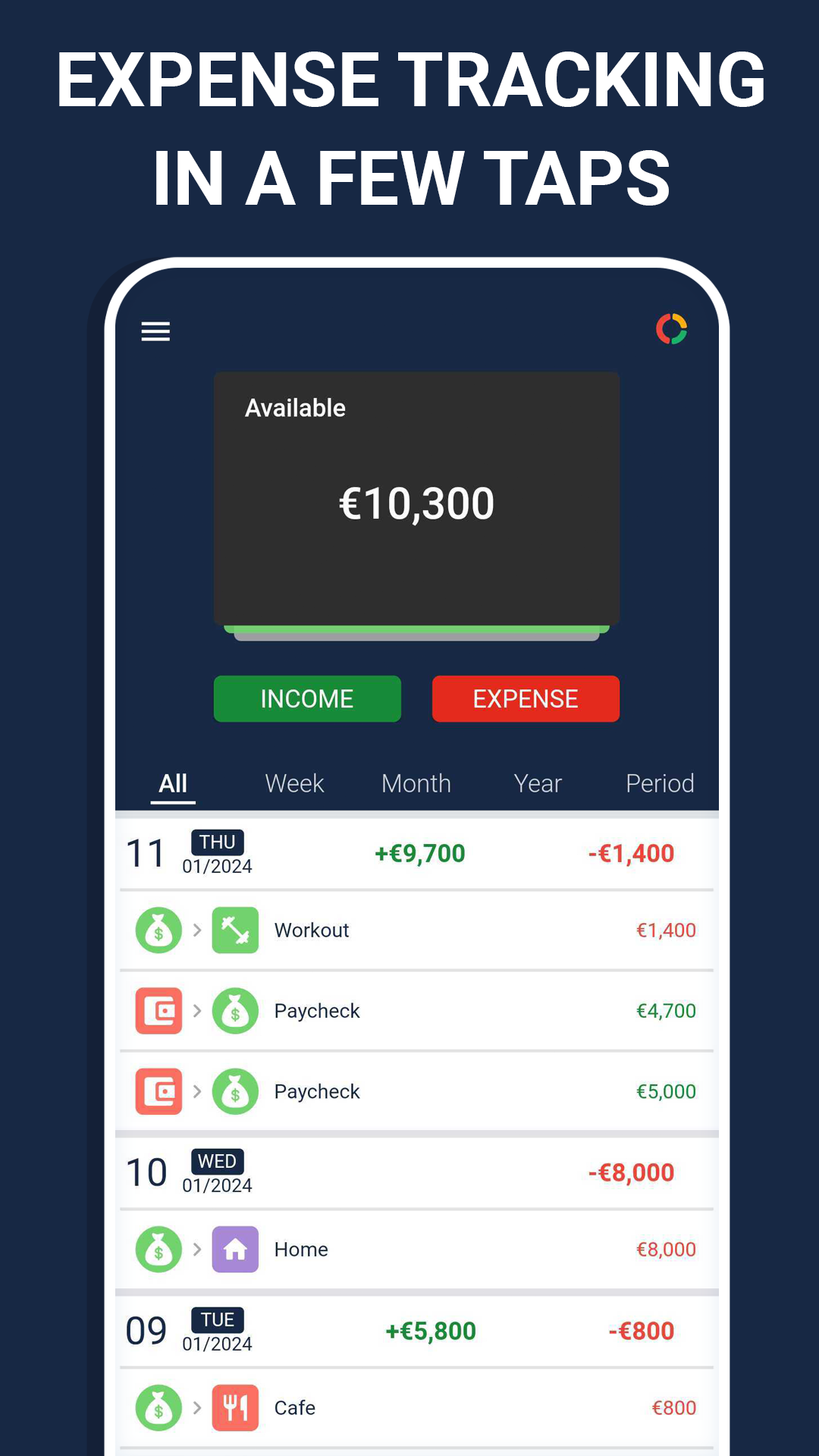 اسکرین شات 1 برنامه Budget: expense tracker, money