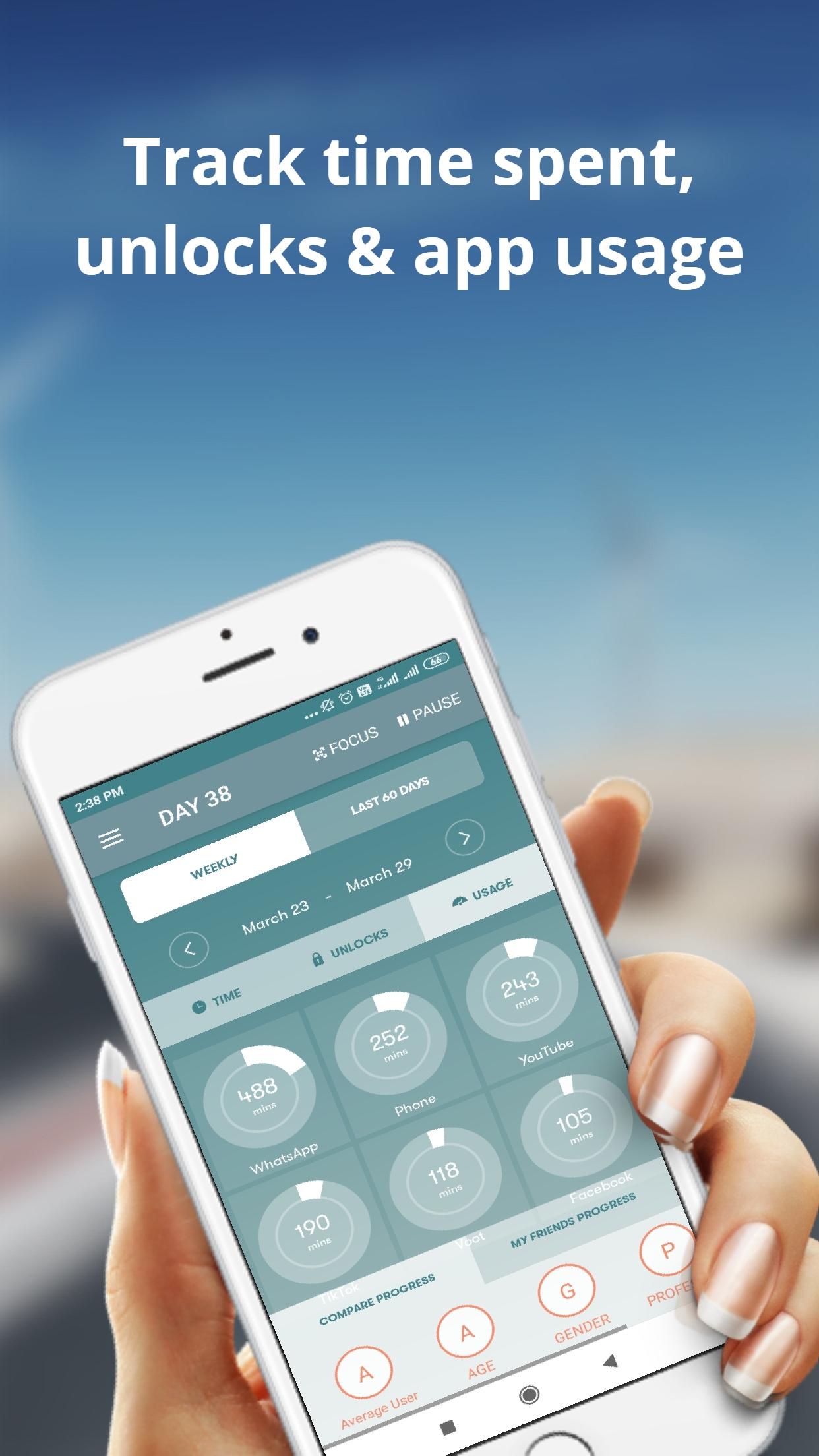 اسکرین شات 2 برنامه SPACE: Break phone addiction,
