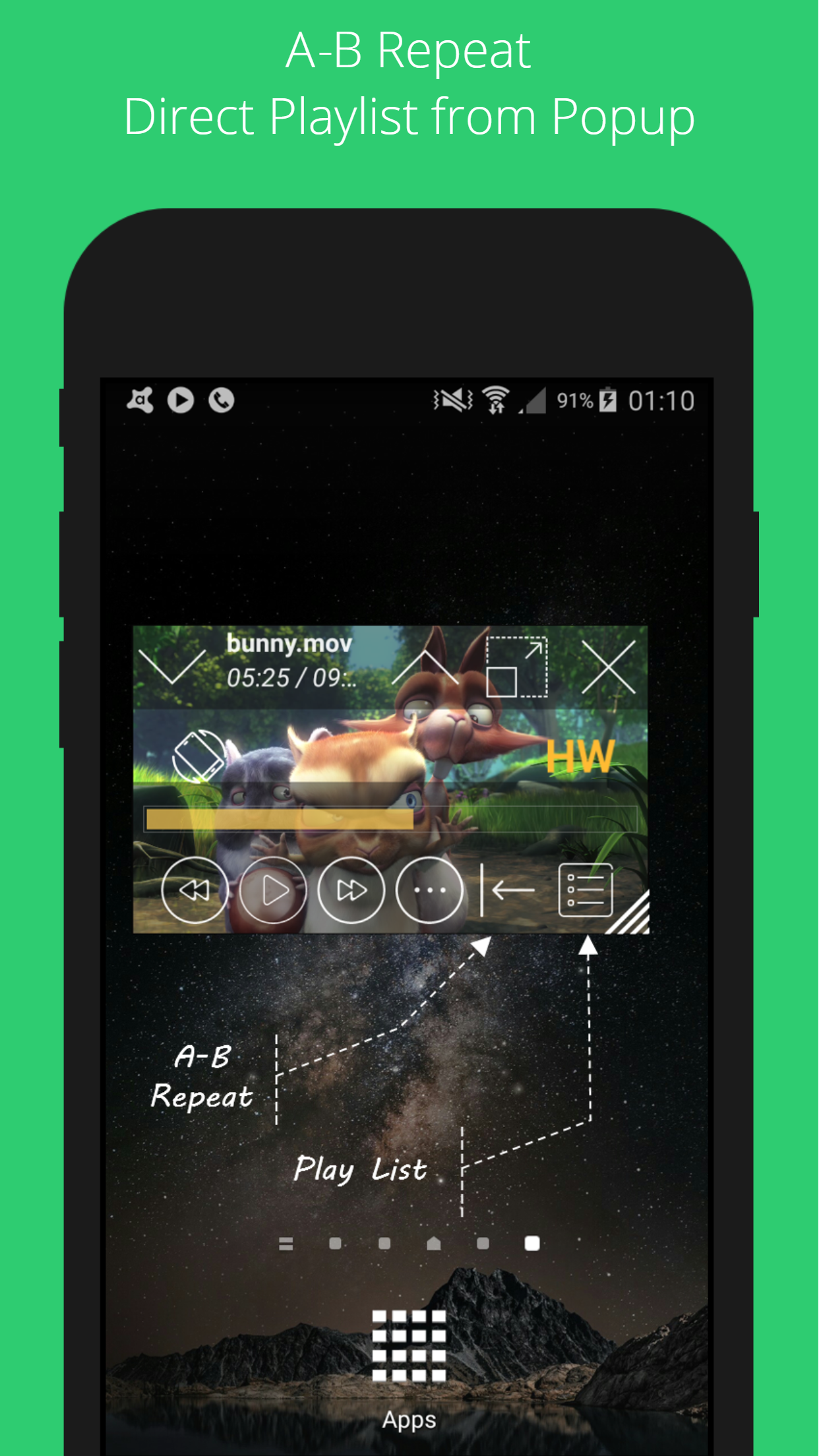 اسکرین شات 5 برنامه Lua Player-Popup Media Player