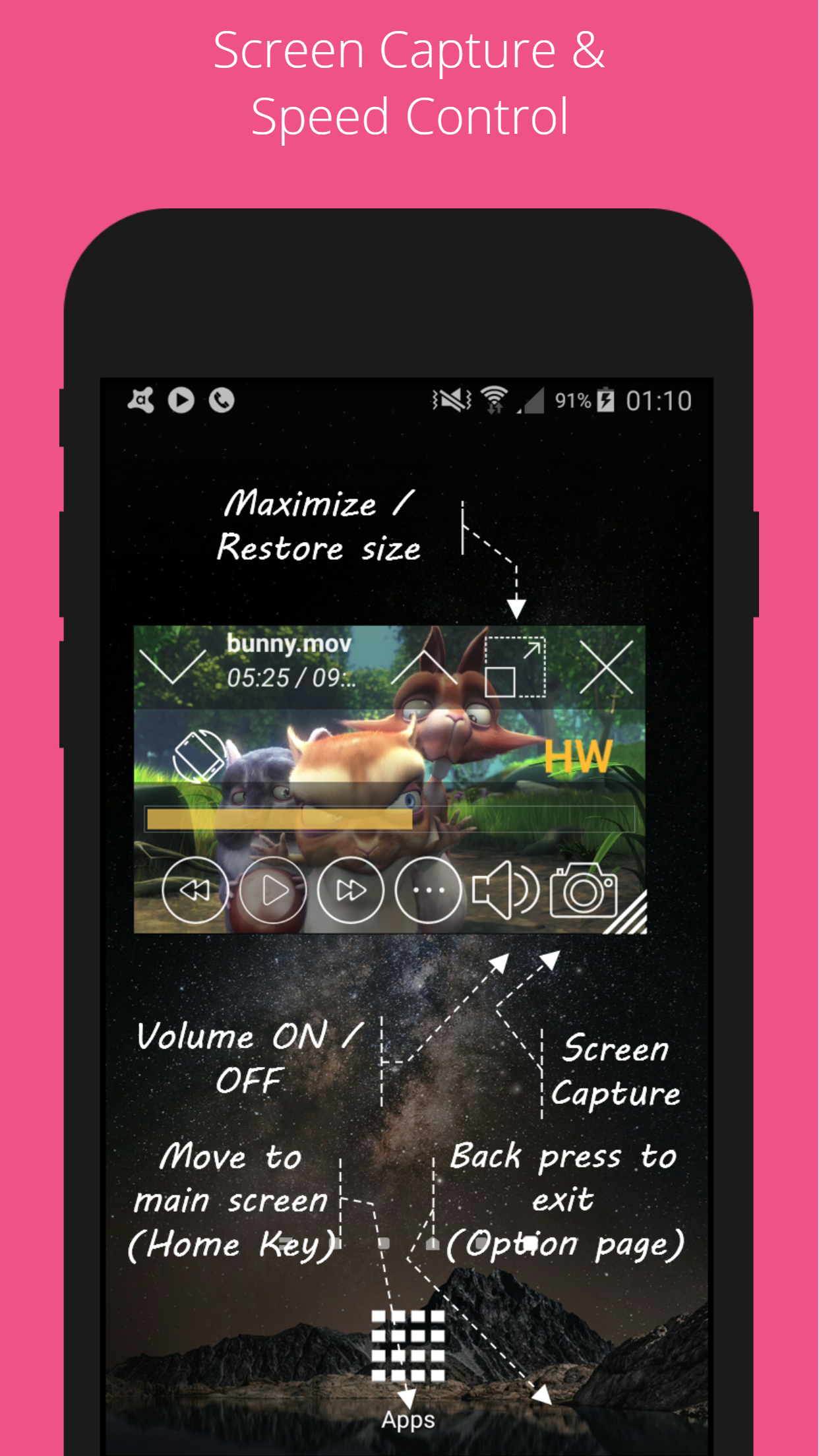 اسکرین شات 4 برنامه Lua Player-Popup Media Player