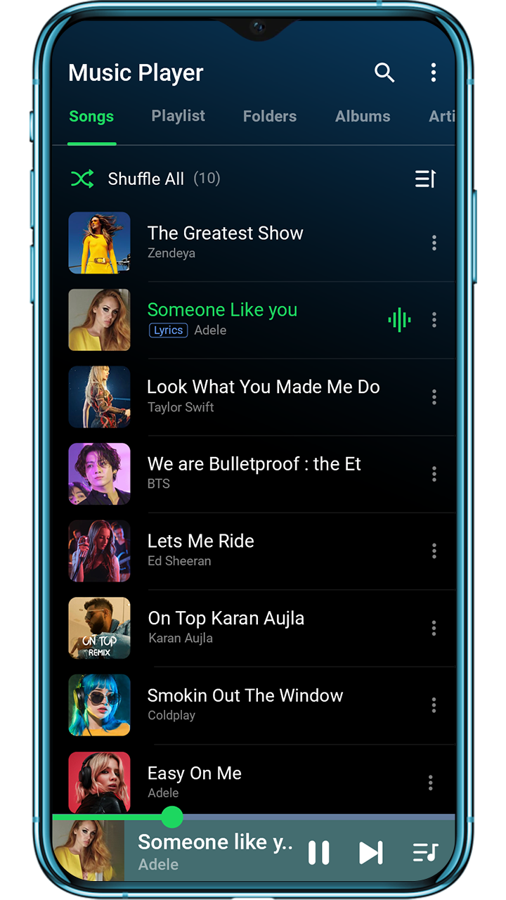 اسکرین شات 1 برنامه Music Player - MP3 Player App