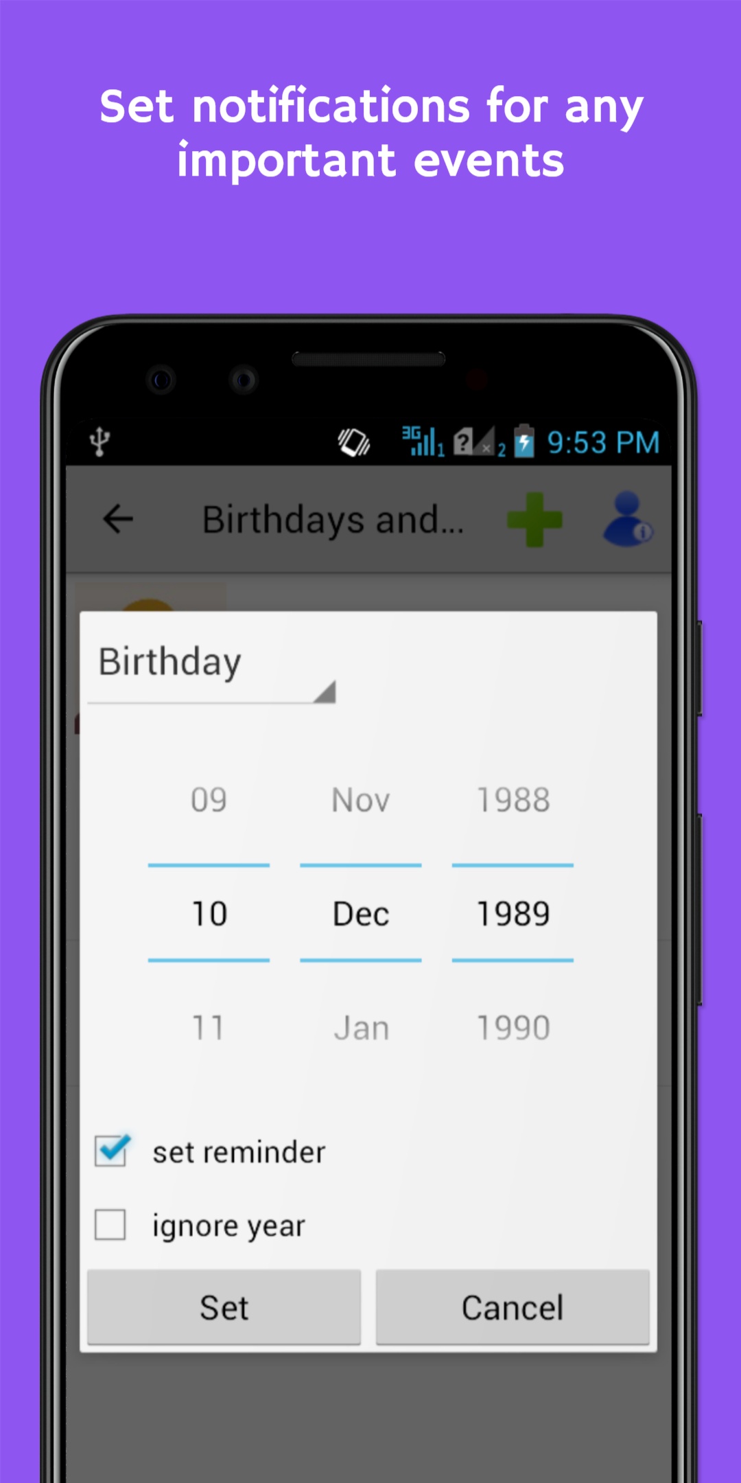اسکرین شات 4 برنامه Birthdays & Events Reminder