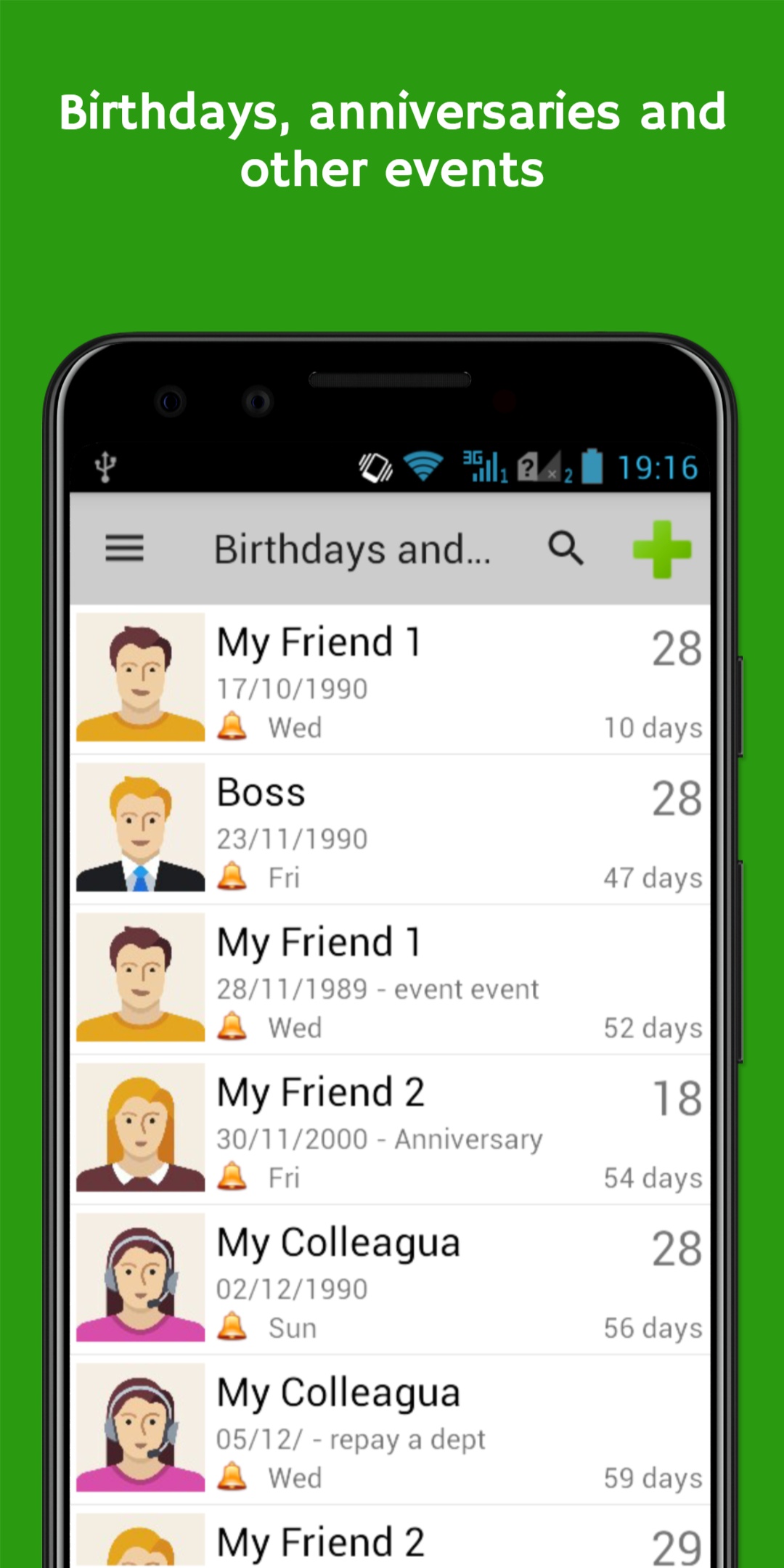 اسکرین شات 1 برنامه Birthdays & Events Reminder
