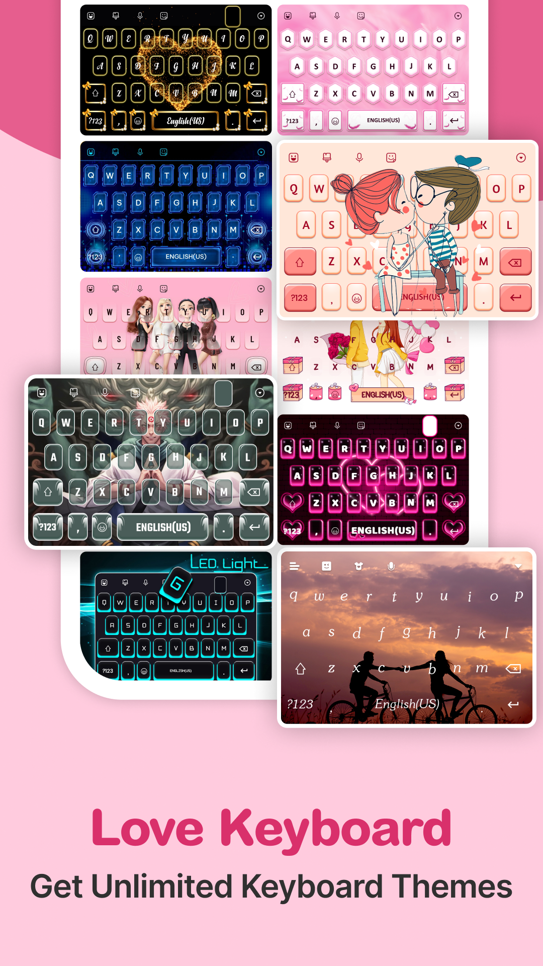 اسکرین شات 1 برنامه Love Keyboard - Neon Themes