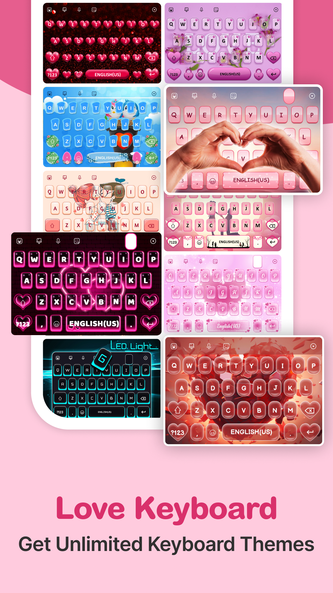 اسکرین شات 1 برنامه Love Keyboard - Neon Themes