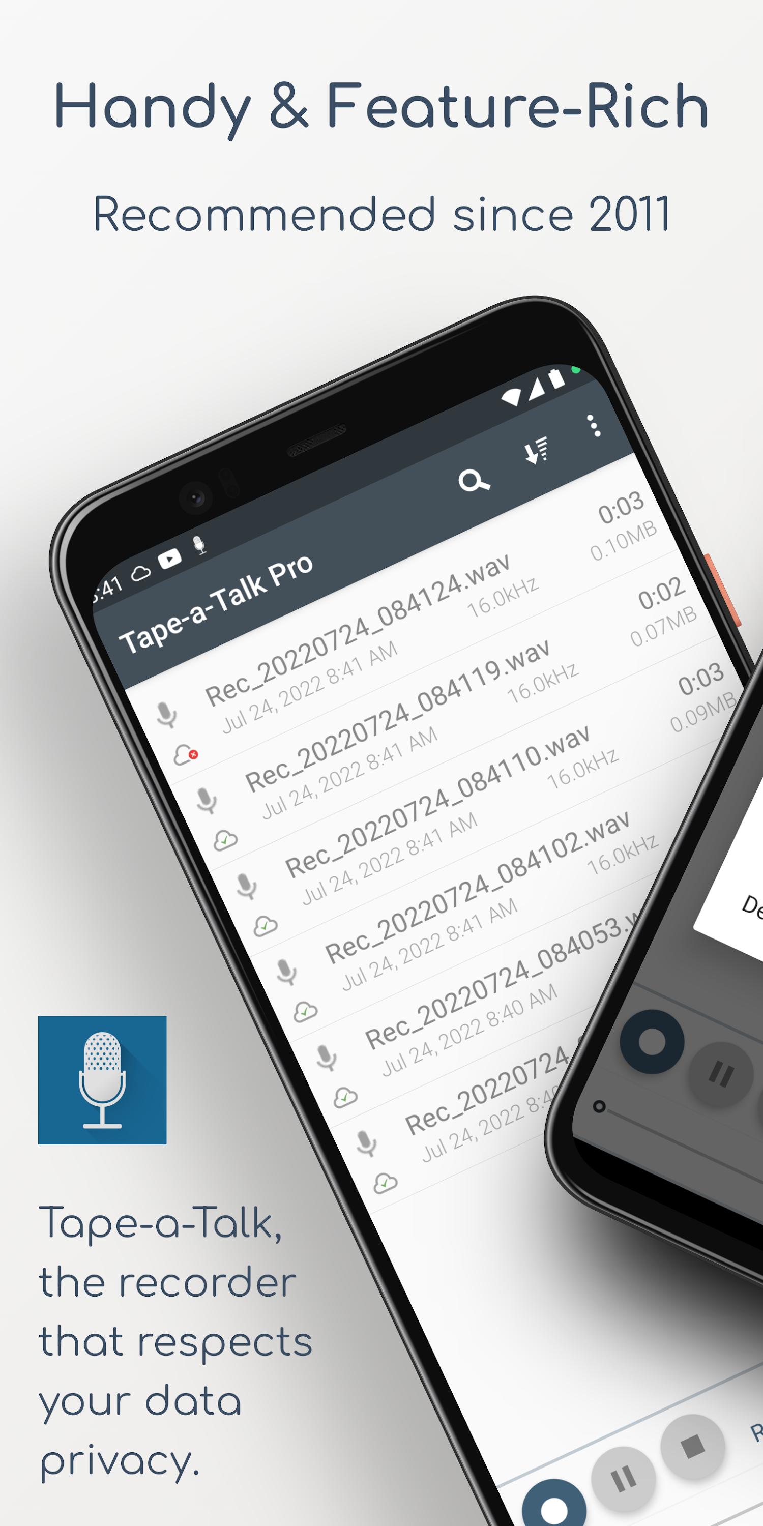 اسکرین شات 1 برنامه Tape-a-Talk Voice Recorder