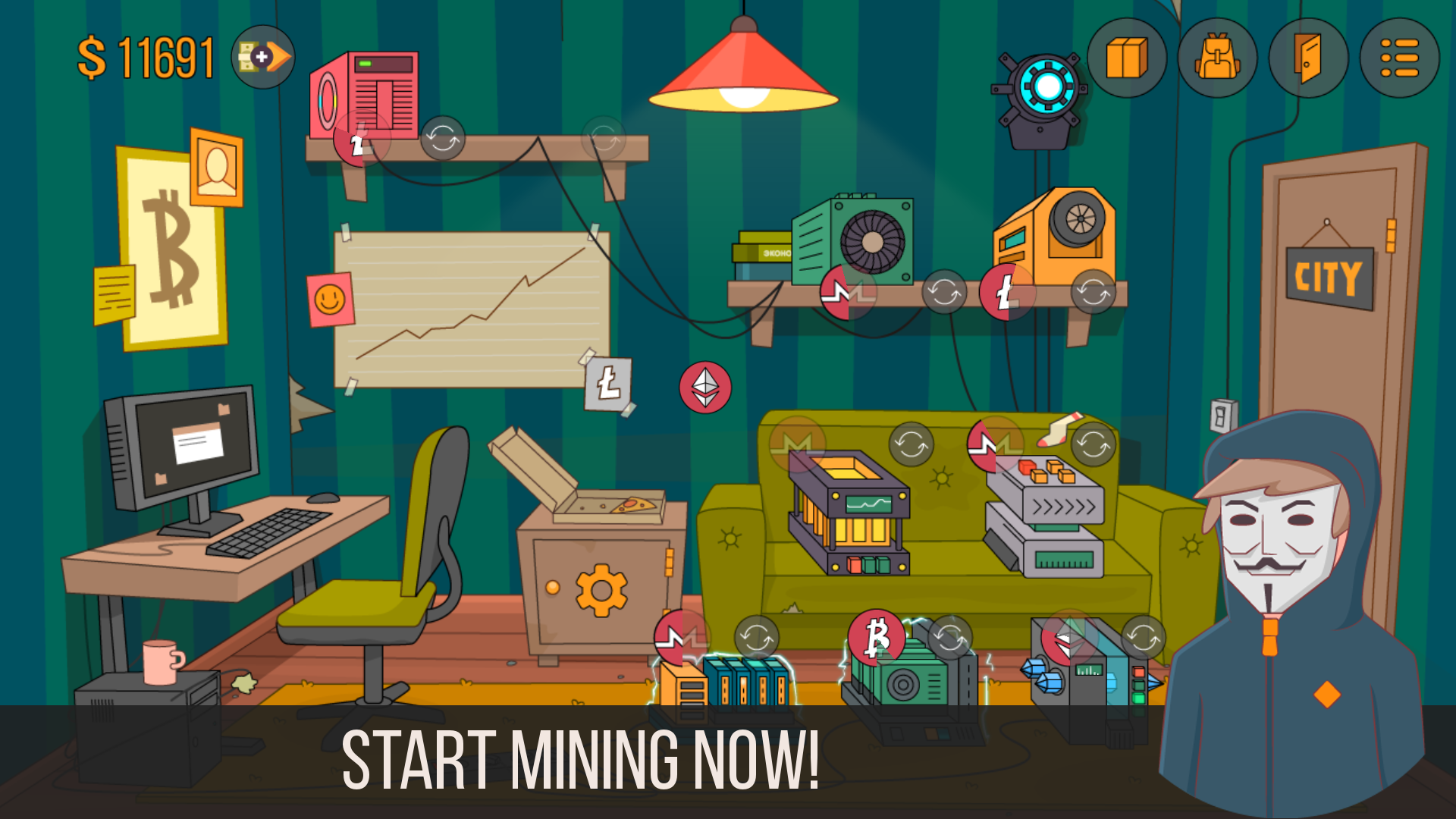 اسکرین شات 1 بازی Bitcoin miner: Idle Simulator