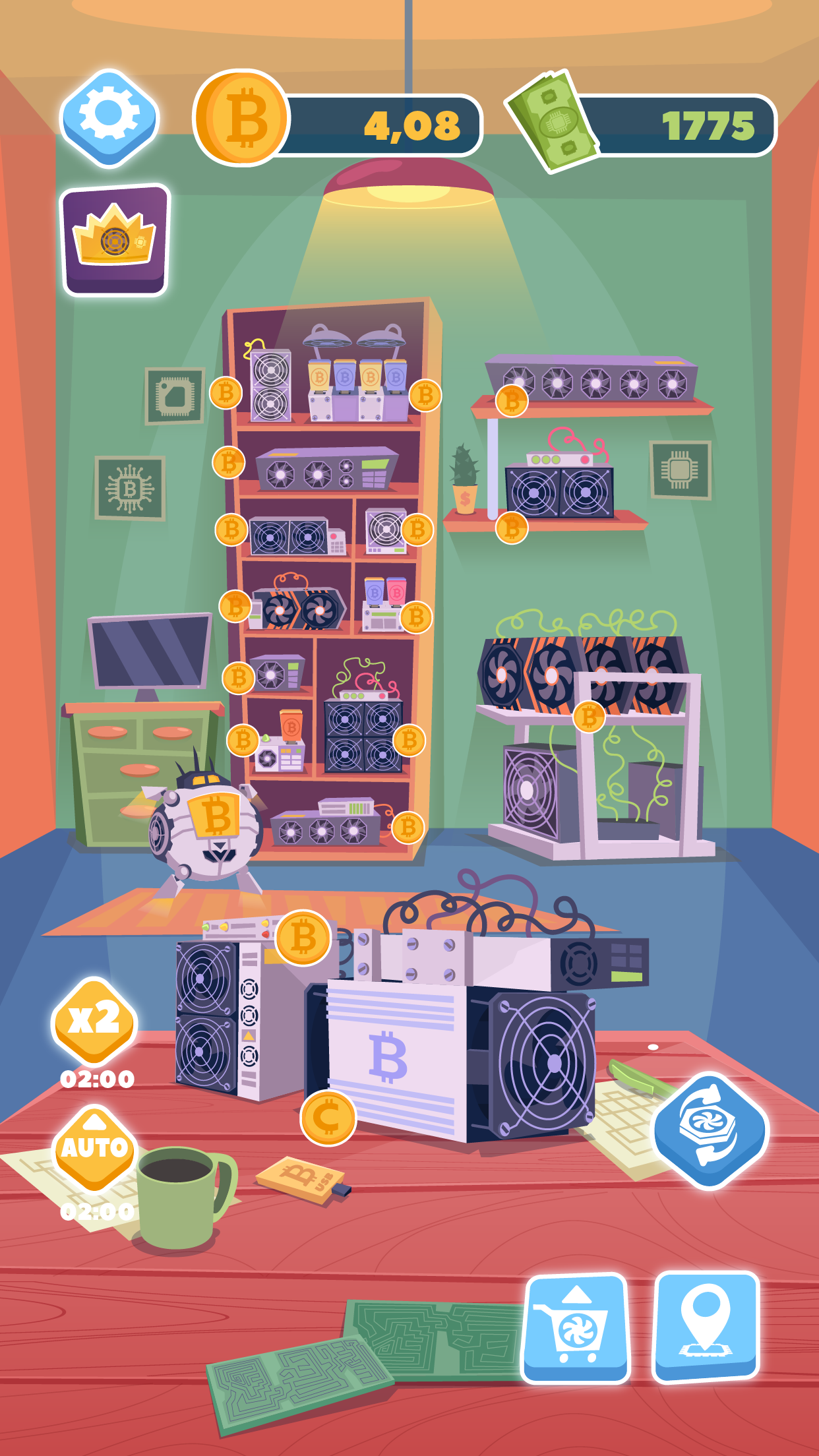 اسکرین شات 2 بازی Bitcoin mining: idle simulator