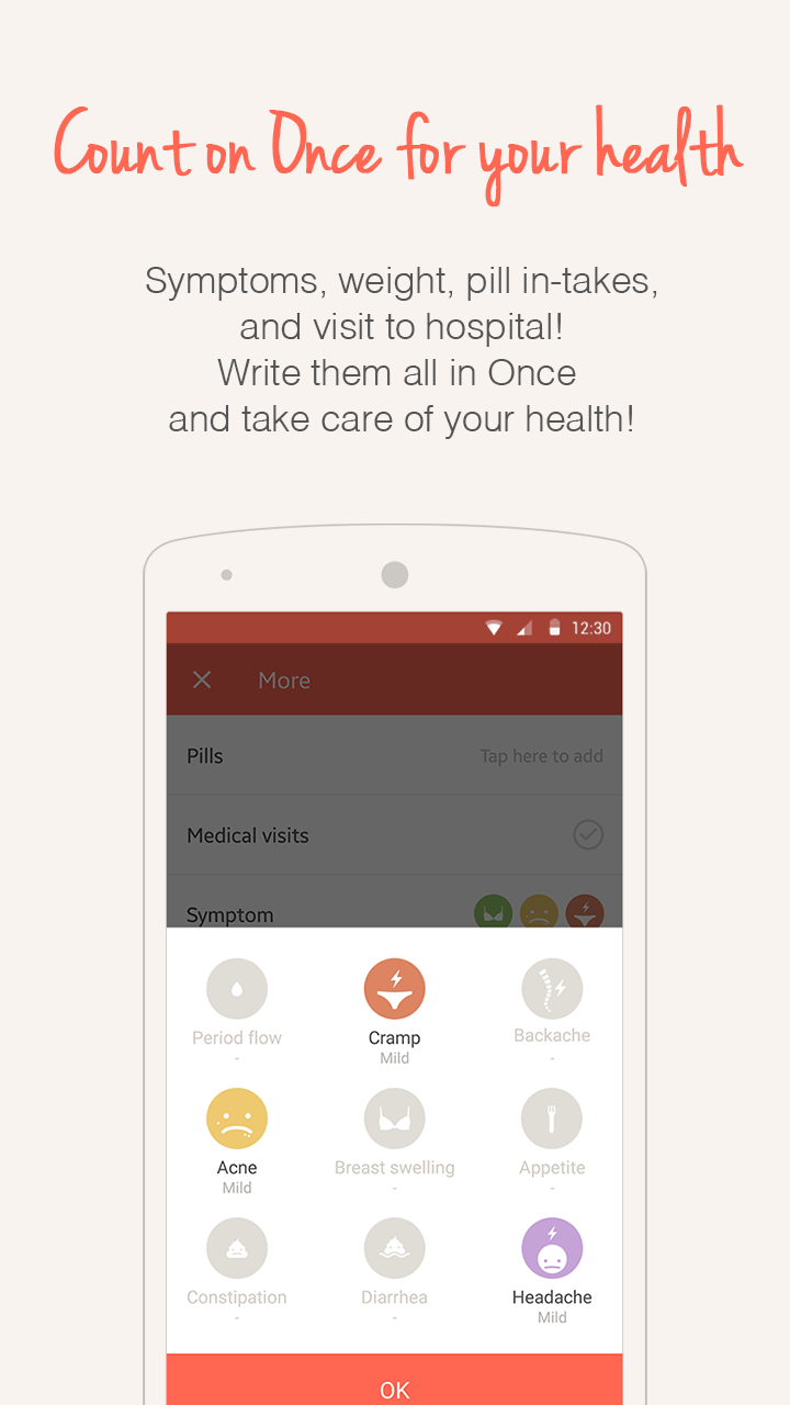 اسکرین شات 5 برنامه Once -A special period tracker