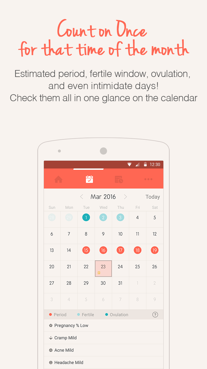 اسکرین شات 3 برنامه Once -A special period tracker