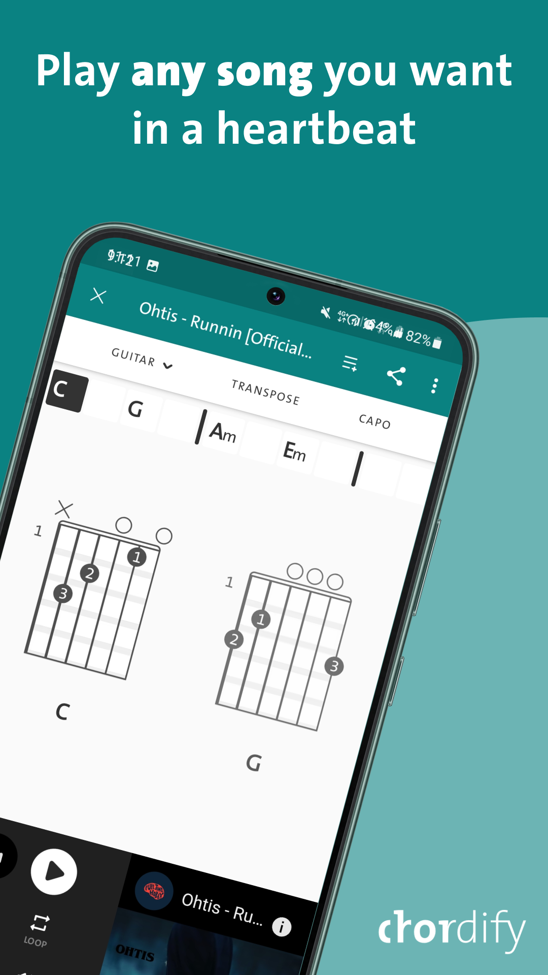 اسکرین شات 1 برنامه Chordify: Song Chords & Tuner