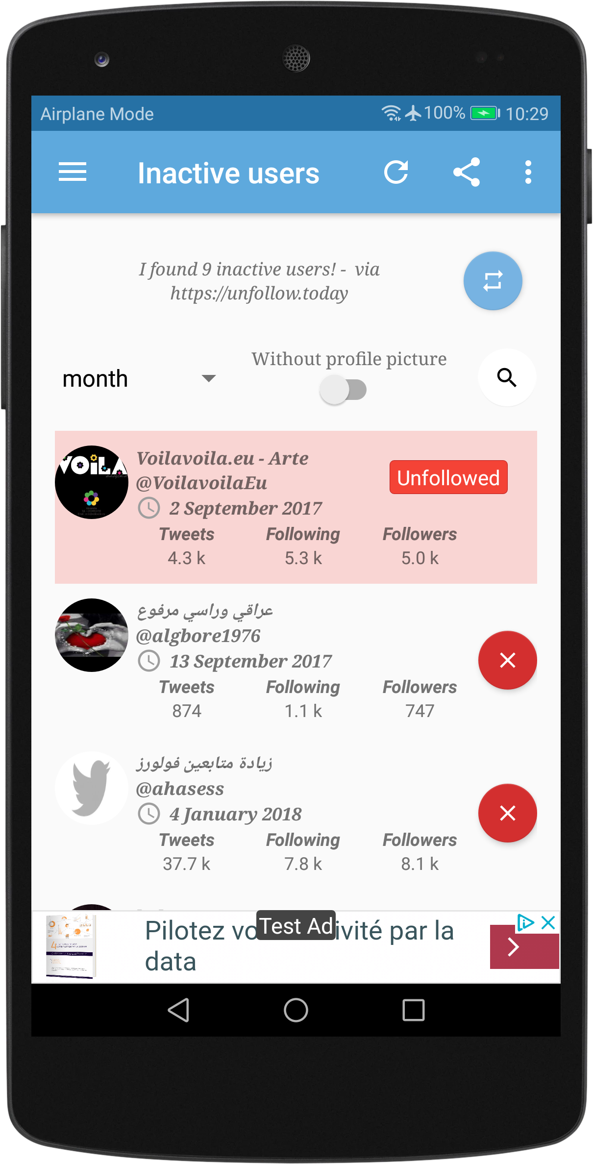 اسکرین شات 2 برنامه Unfollow Today