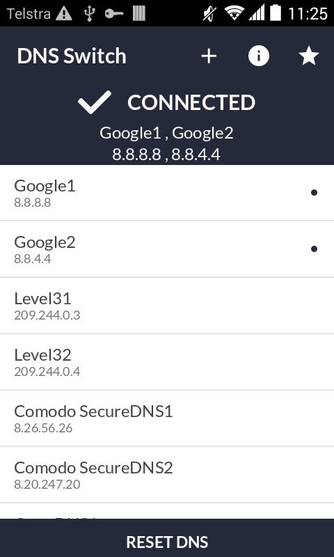 اسکرین شات برنامه DNS Switch - Unlock Region Res 2