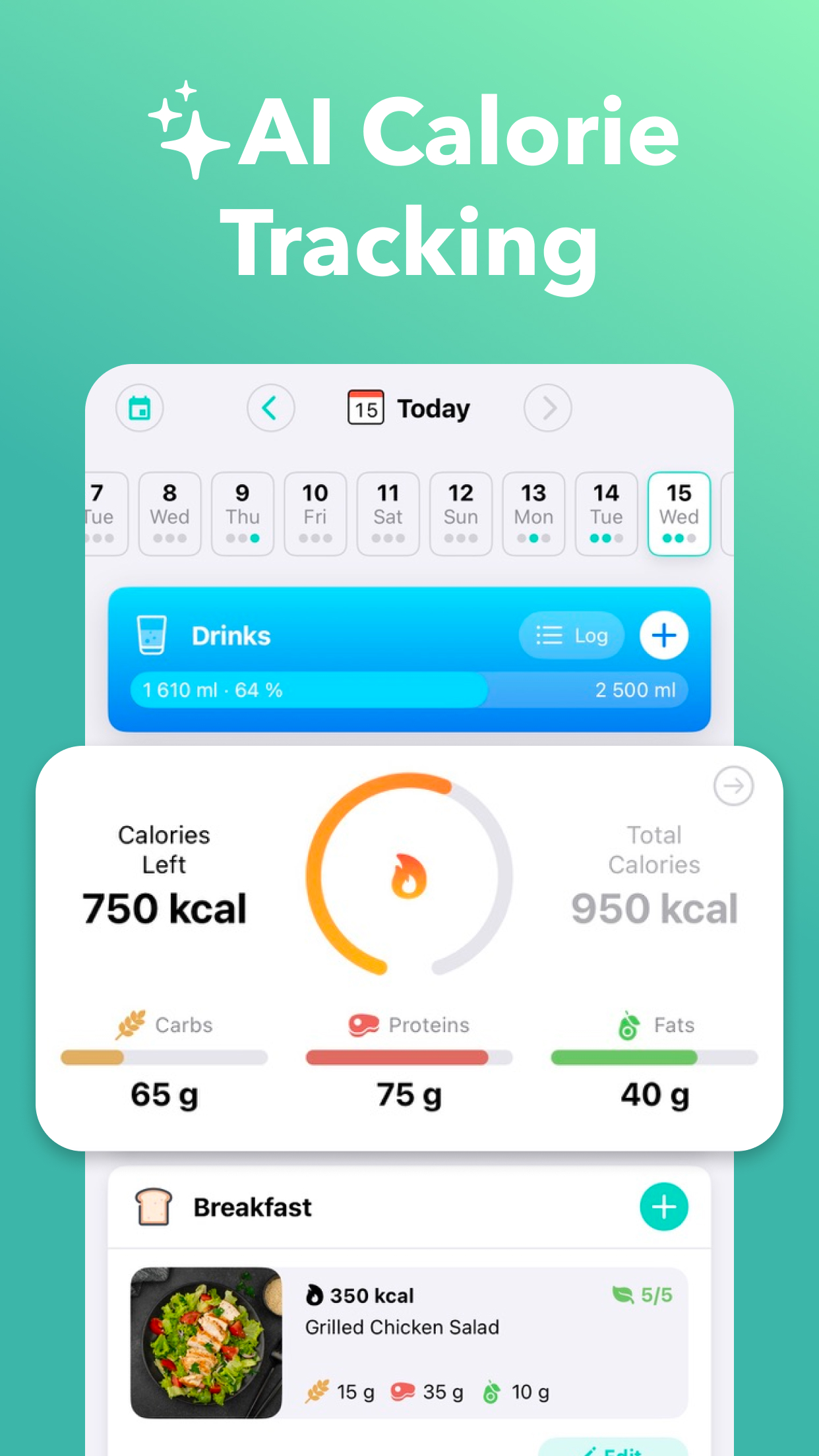 اسکرین شات 1 برنامه Nutrilio: Food Tracker & Water