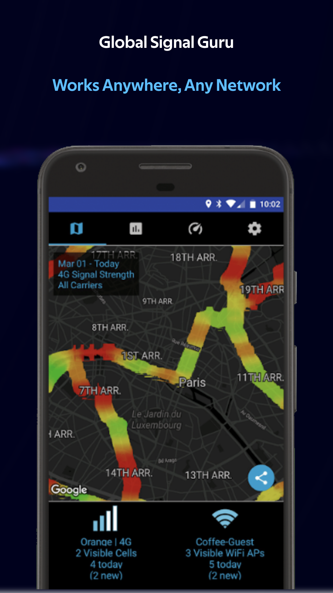 اسکرین شات 6 برنامه Coverage - Cell and WiFi Test