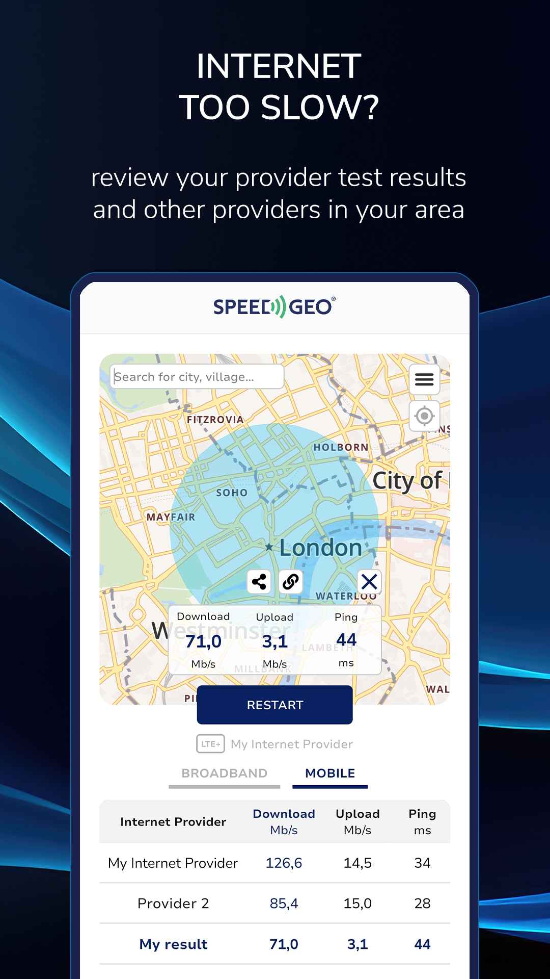 اسکرین شات 4 برنامه Speed Test by SPEEDGEO