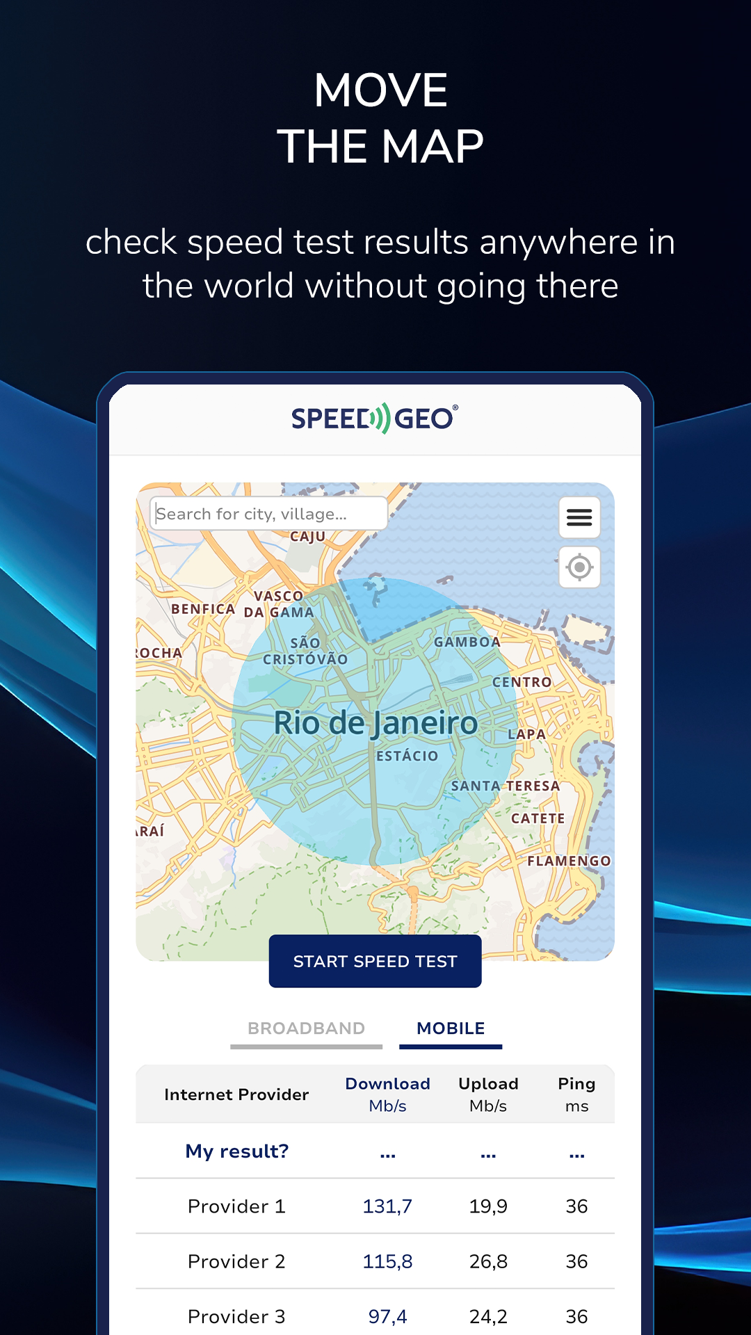 اسکرین شات 3 برنامه Speed Test by SPEEDGEO