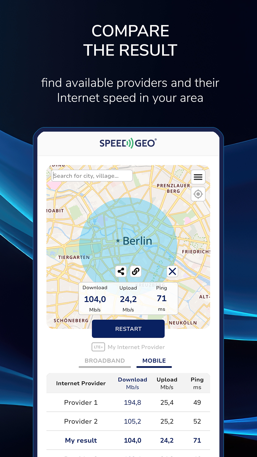 اسکرین شات 2 برنامه Speed Test by SPEEDGEO