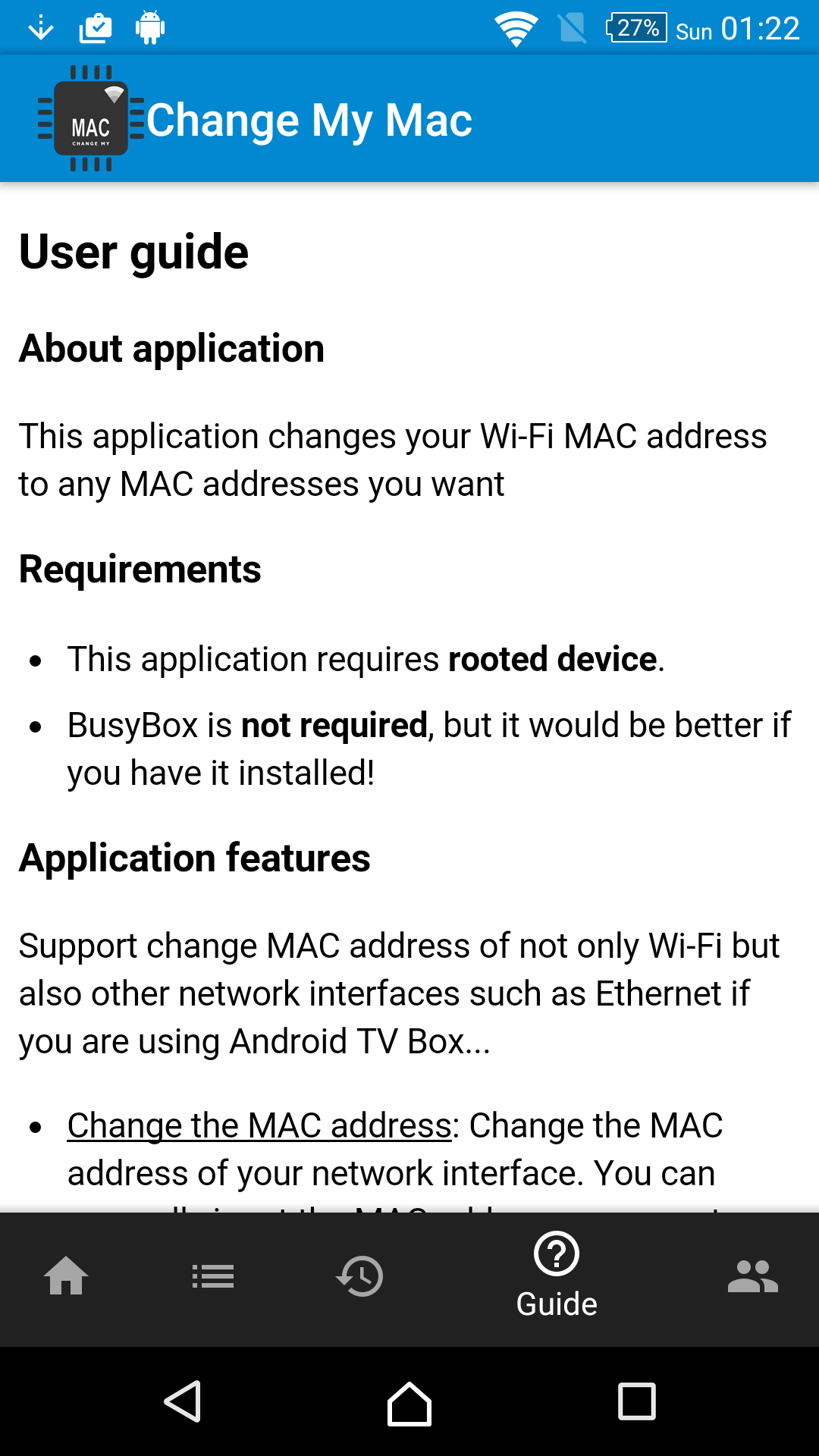 اسکرین شات 6 برنامه Change My MAC - Spoof Wifi MAC