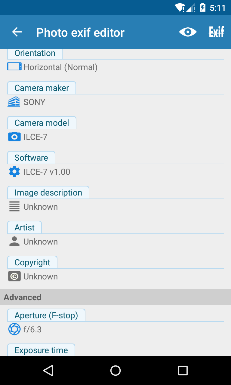 اسکرین شات 5 برنامه Photo Exif Editor - Metadata